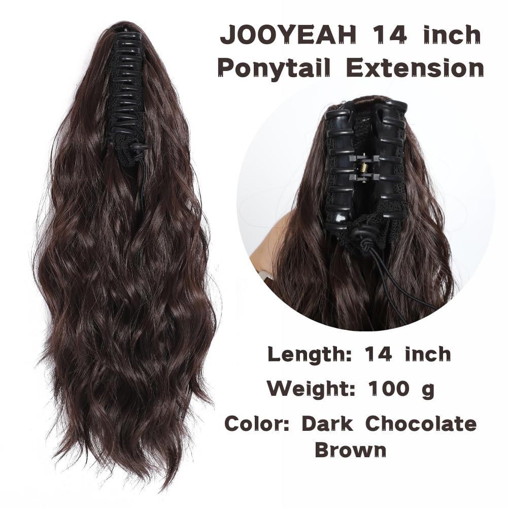 Brown Ponytail Extensions for Women Claw Clip Ponytail Extension Curly Wavy Ponytail Hair Extension 14