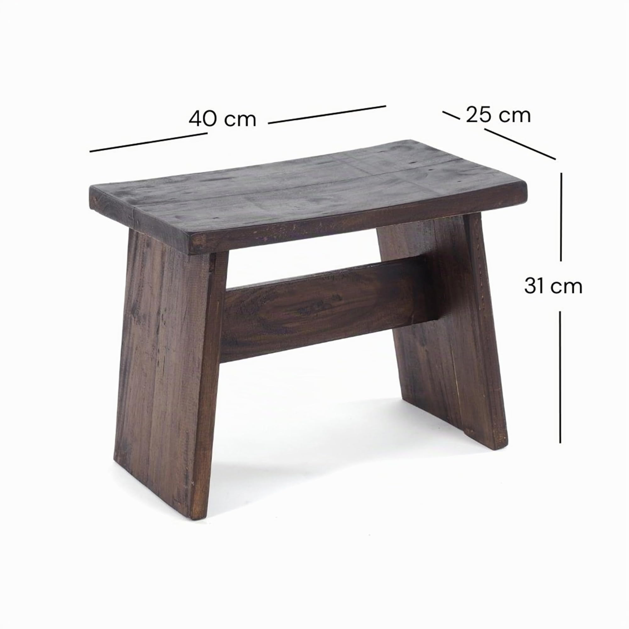 DESIGN DELIGHTS Banquette rustique Schemel 100 cm | acajou massif, 40 x 31 x 25 cm (l x H x P) | Repose-pieds, tabouret décoratif en bois | Couleur : 03 marron foncé
