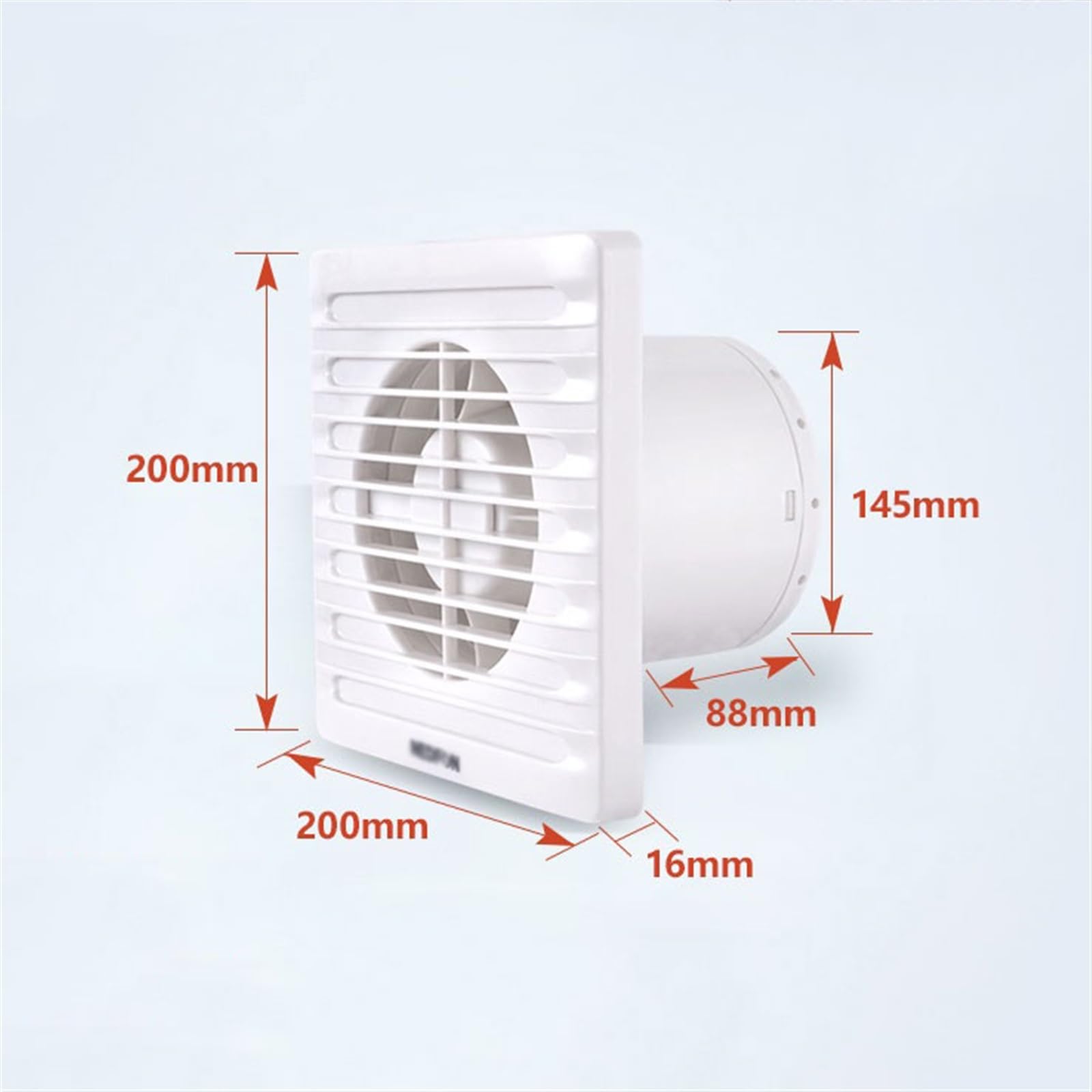 Extractor de baño Ventilación potente extractor de aire silencioso for baño, ventana, pared, cocina, persianas vidrio for el hogar con válvula retención(20 * 20cm)