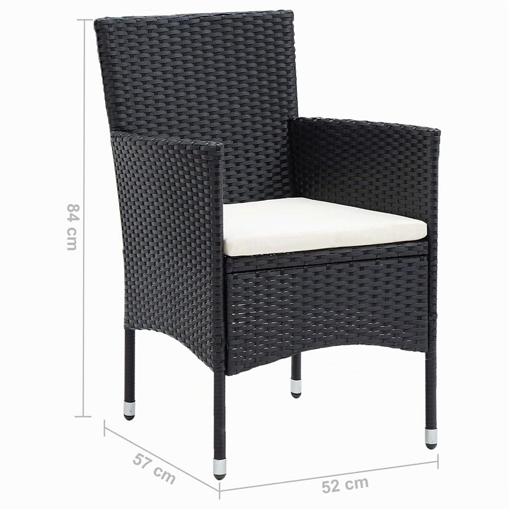 vidaXL 4X Chaises de Salle à Manger de Jardin Fauteuils à Dîner de Patio Sièges de Salle à Manger d'Extérieur Balcon Terrasse Résine Tressée Noir