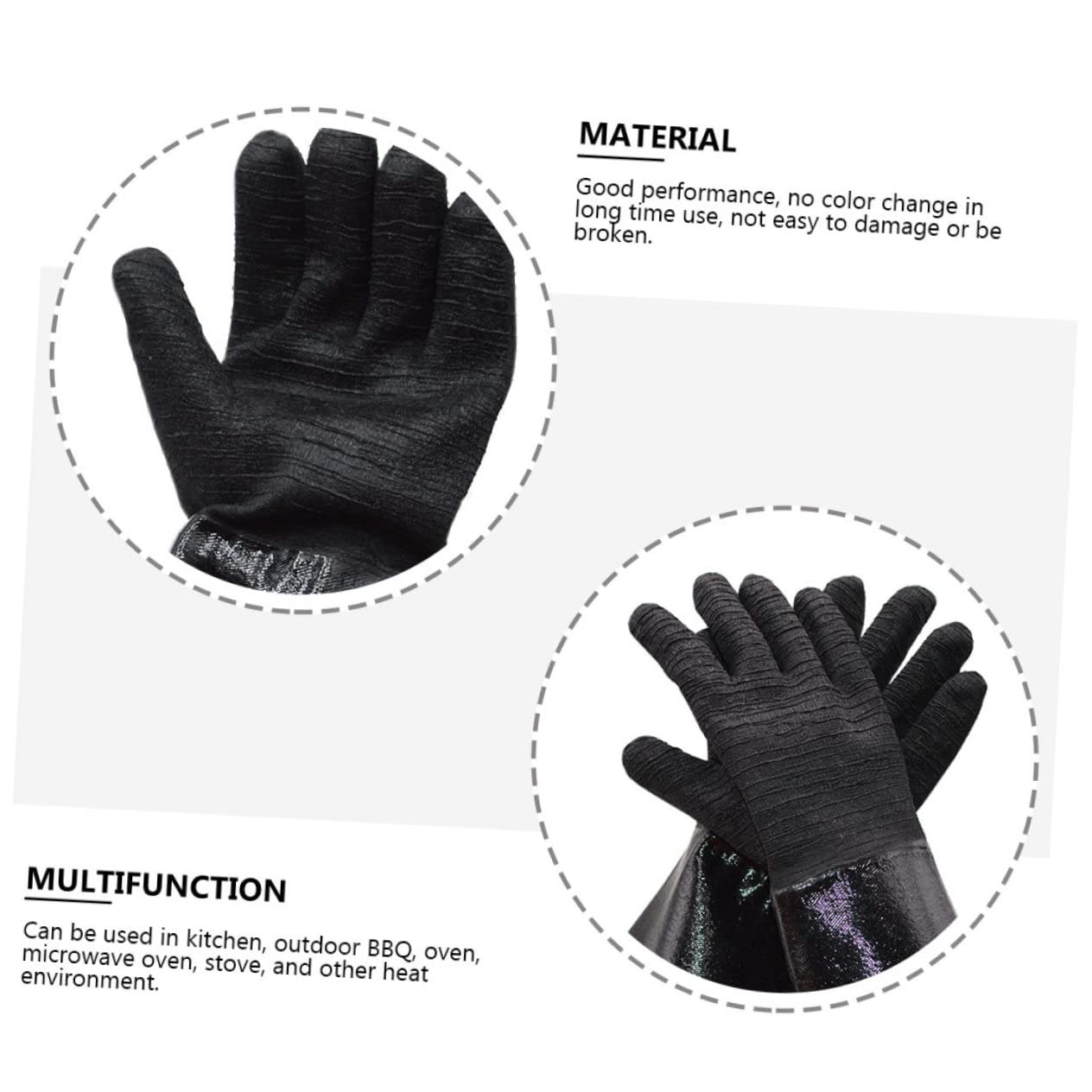 Guanti Bbq Resistenti al Calore in Neoprene Impermeabili Neri | 1 Paio, Isolamento Termico per Cucina e Ambienti Caldi, Protezione da Acqua, Adatti alla Griglia