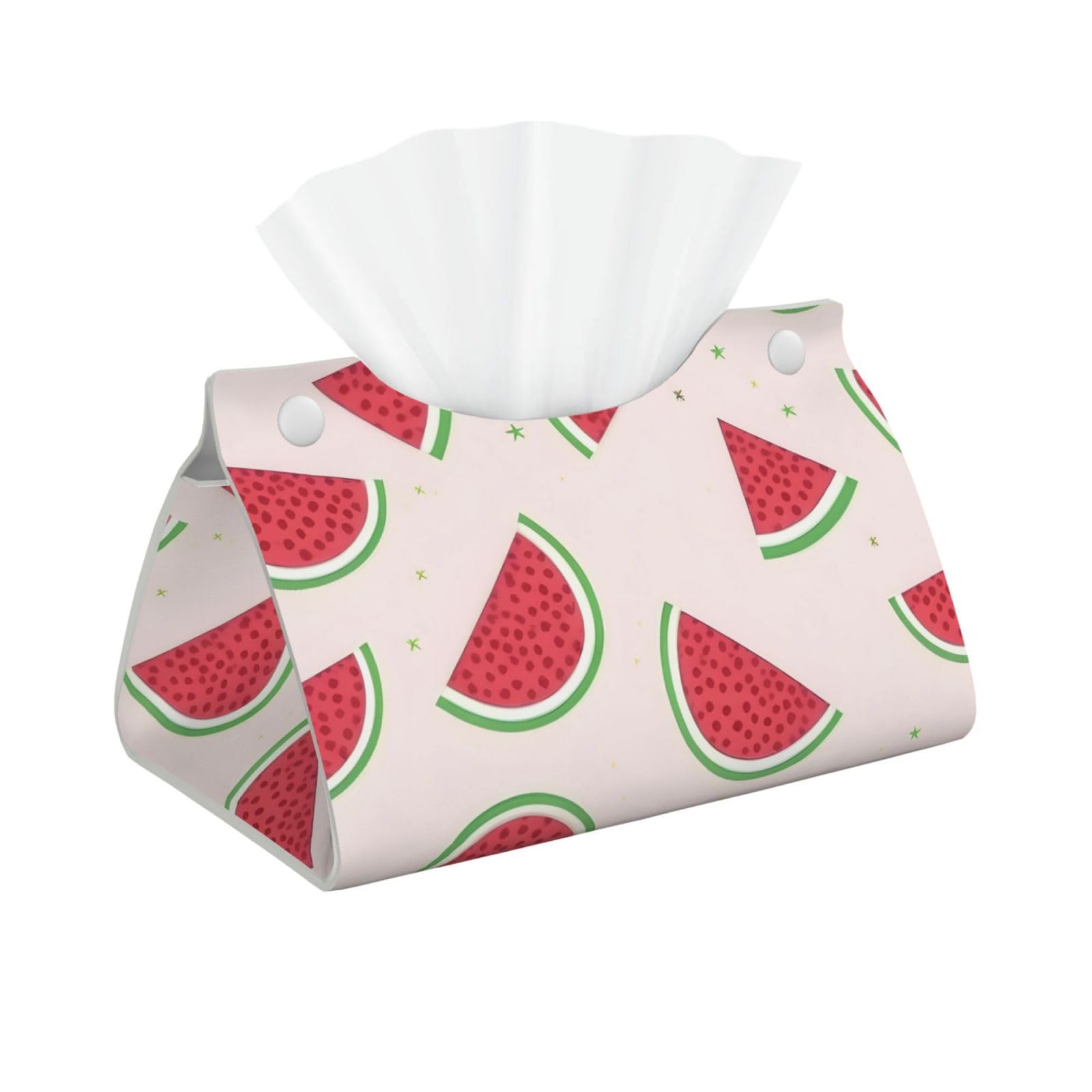 Pink watermelon Long Leather Tissue Box Cover-Waterproof PU Leather Tissue Holder for Bathroom, Decorative Rectangular Tissue Case