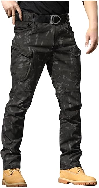 OIOLOYJM Military Cargo Pants for Men Hiking Relaxed Fit Work Waterproof Stretch Tactical Lightweight Outdoor Travel Pant