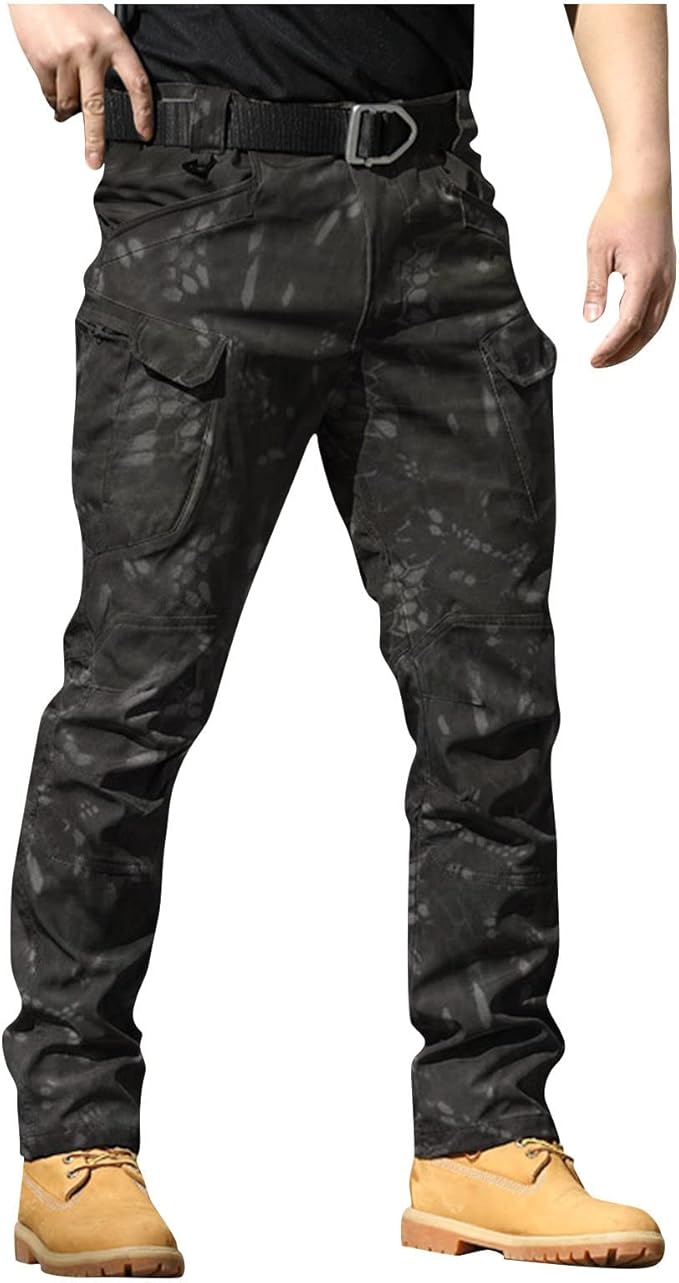 OIOLOYJM Military Cargo Pants for Men Hiking Relaxed Fit Work Waterproof Stretch Tactical Lightweight Outdoor Travel Pant