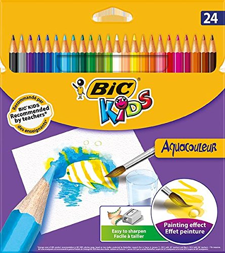 BIC – Lote de 12 paquetes de 24 lápices de color kids aquacouleur 24 colores