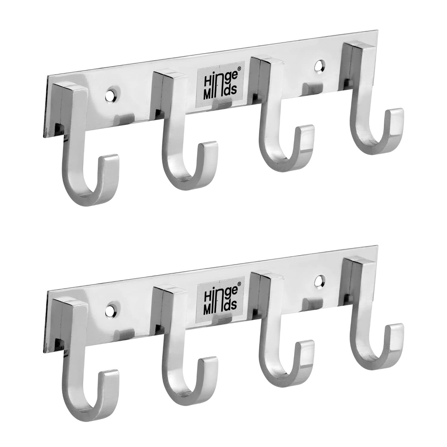 HingeMinds Wall Hanger For Clothes, Door Mounted Cloth Hooks, Bathroom Towel Holder | Hangers Hook Rail For Hanging Coat, Shirt, Dress, Towels, Robe - Strong Stainless Steel,8 Inch (4 Pin, Pack Of 2). (B0BL8KC4CN) Amazon Price History, Amazon Price Tracker