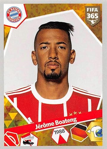 2017-18 Panini FIFA 365 Stickers Soccer 267 Jerome Boateng Bayern Munich Official Smaller Than Trading Card Sized Album Sticker in Raw NM or Better
