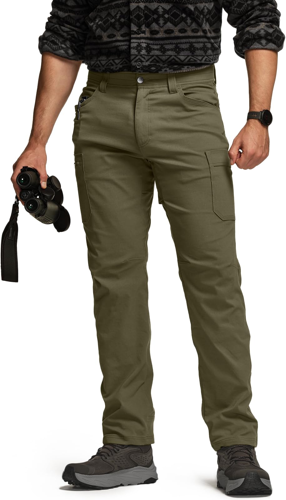 CQR Men's Active Flex Tactical Pants, Water Resistant Lightweight Stretch Cargo Work Hiking Pants