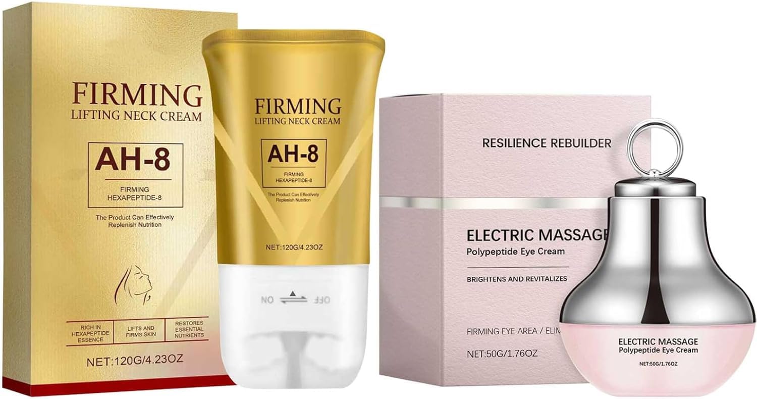 Neck-Eye Care Tightening & Revitalizing Set, AH-8 Firming Neck Cream Electric Massage Eye Cream, Tighten and Lift Neck Cream