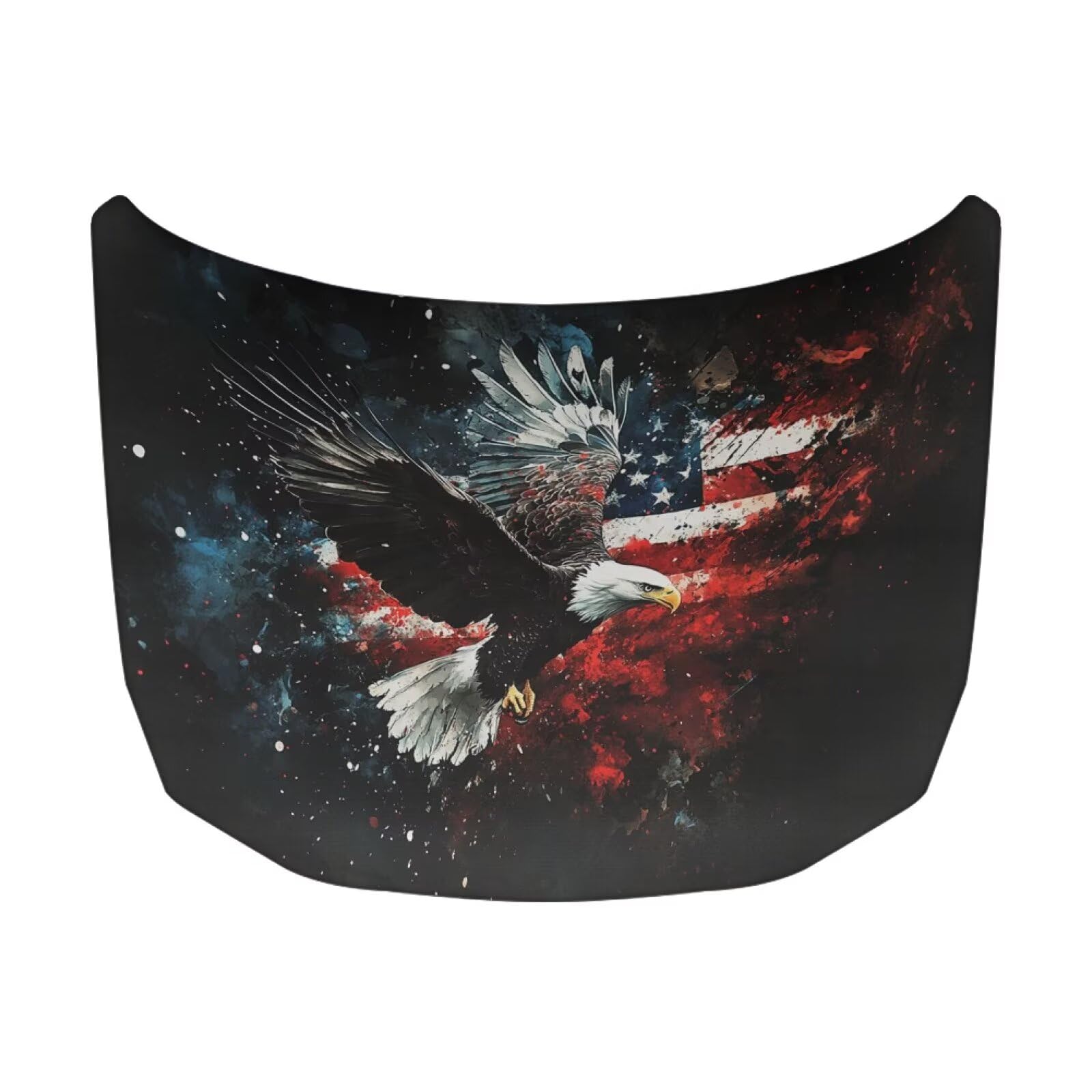 Bald Eagle American Flag Design Hood Cover for Car SUV Sedan Truck, Waterproof Elastic Polyester Car Hood Protector, Automotive Exterior Decorative Accessories for Summer