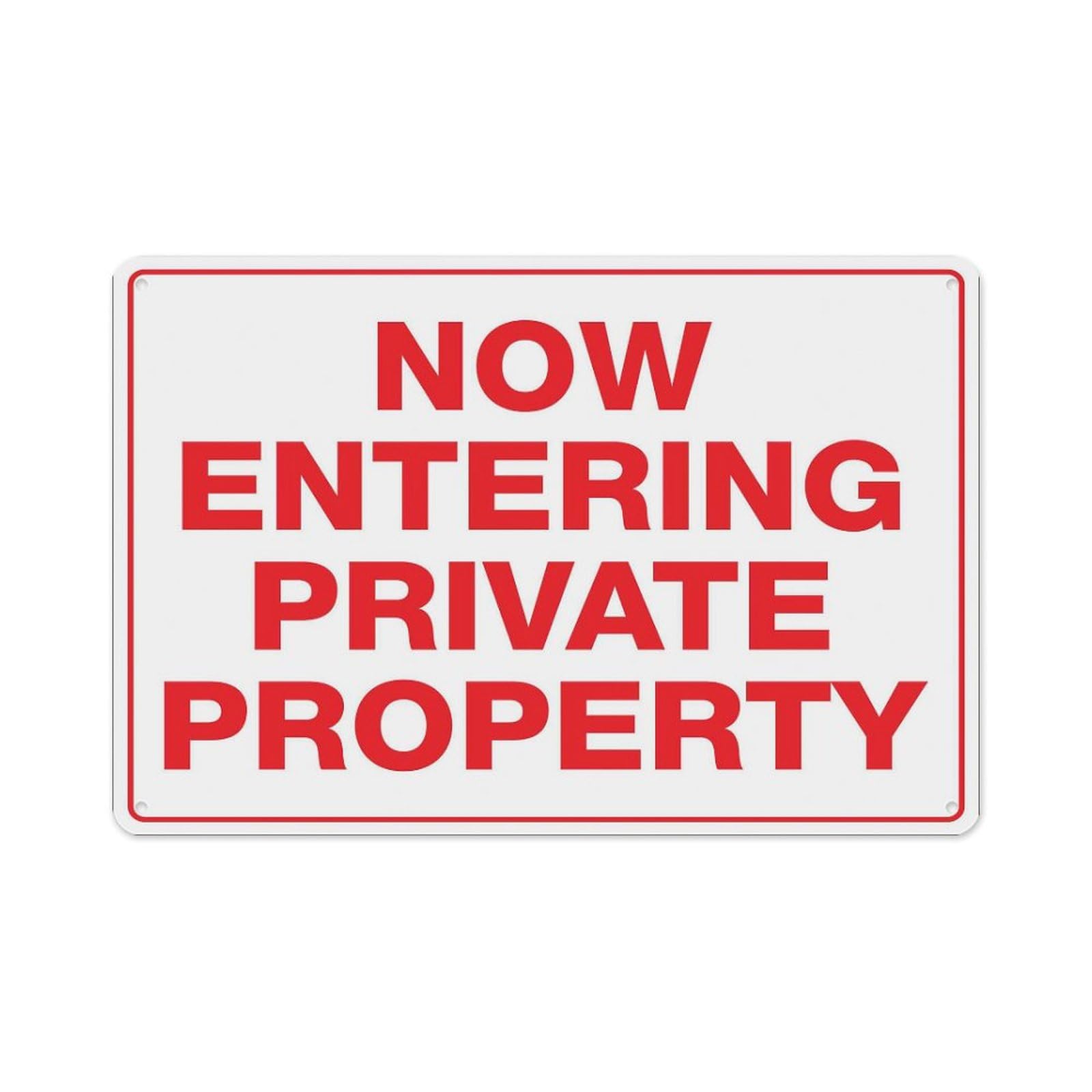 Peiyeety A01 Now Entering Private Property Sign Aluminum Tin Warning Signs For Home Outdoor Garden 8X12 Inches