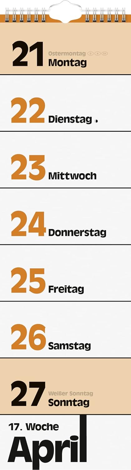BRUNNEN Weekly calendar 2024, 1 page = 1 week 13 x 45 cm, white