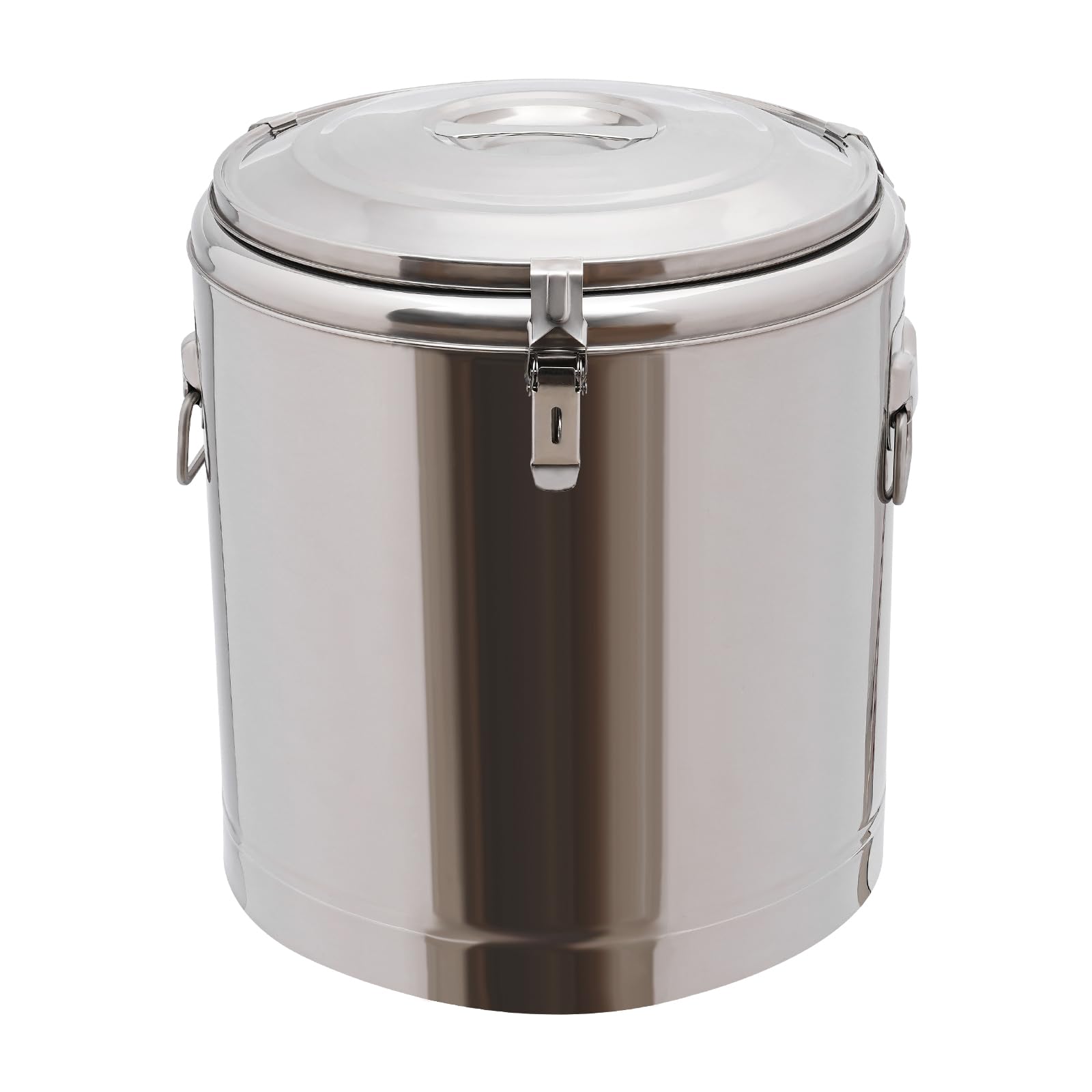 Transport Thermobehälter, 14L Isolierte Getränkespender Edelstahl Isoliert Eimer mit Deckel, Gummiring und Spannverschluss, für Schulkantinen, Hotels, Restaurants 26.5 x 40cm