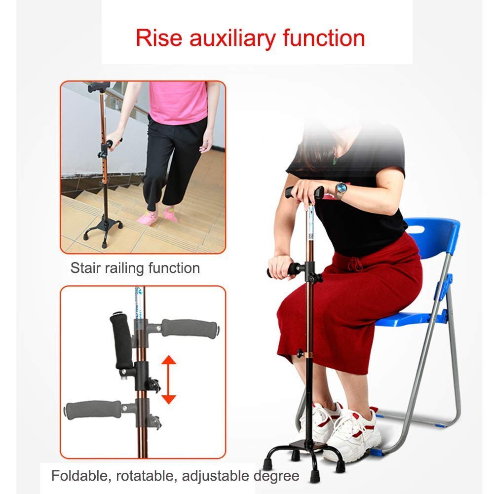 Ayuda para Caminar con bastón cuádruple Ajustable con Base pequeña de 4 Patas, Base Ancha, Mango cómodo, bastón Que Brinda Soporte y Estabilidad adicionales, Movilidad Limitada dur