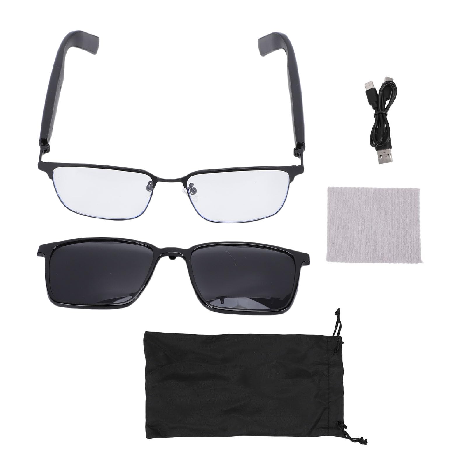 Jectse Verres Intelligentes AI, Lunettes de Traduction avec Micro et Haut-Parleur, Traduction en Temps Réel, 100+ Langues 5.4 pour Les Appels Musicaux, Lentille Magnétique