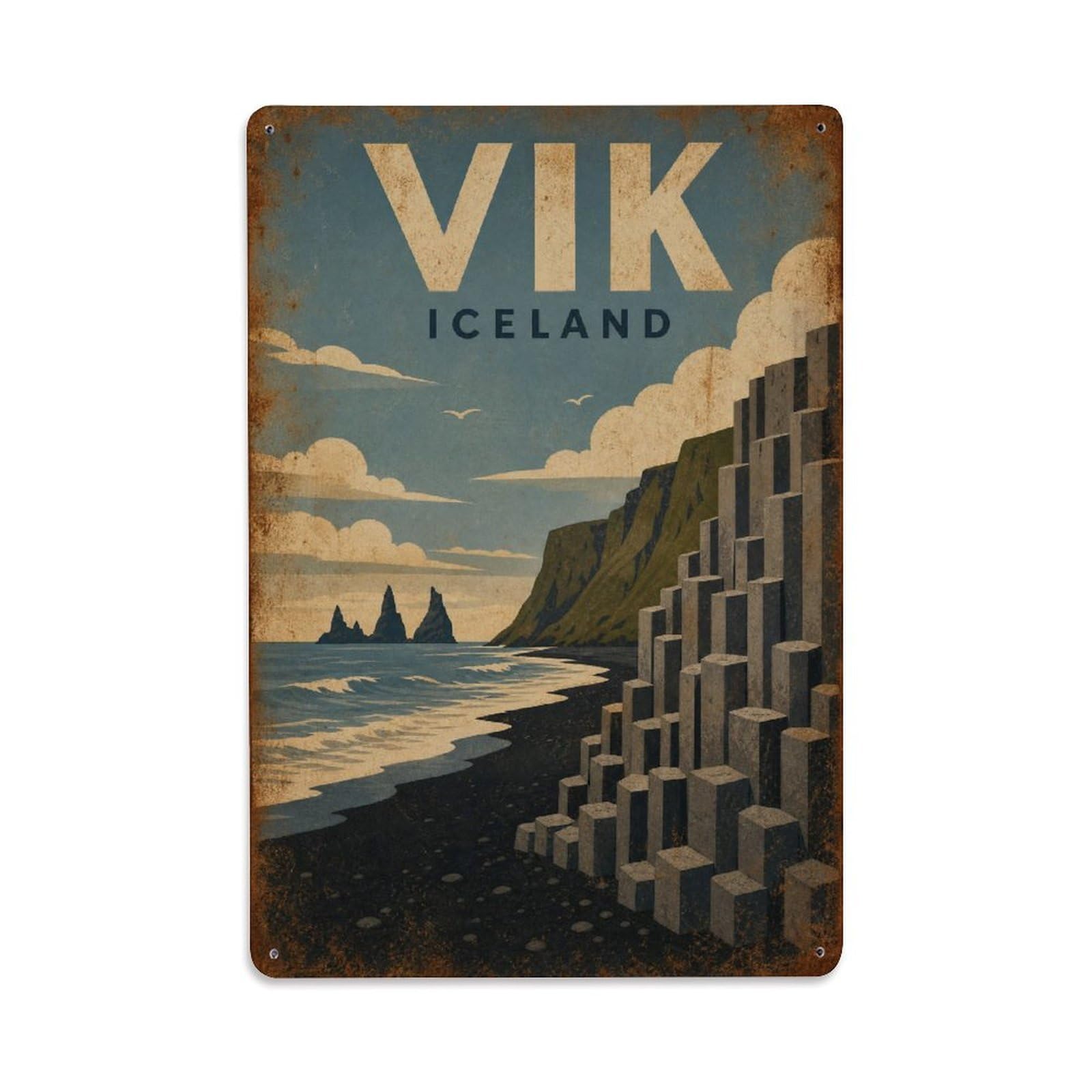Travel Retro Iceland Vik Metal Tin Sign