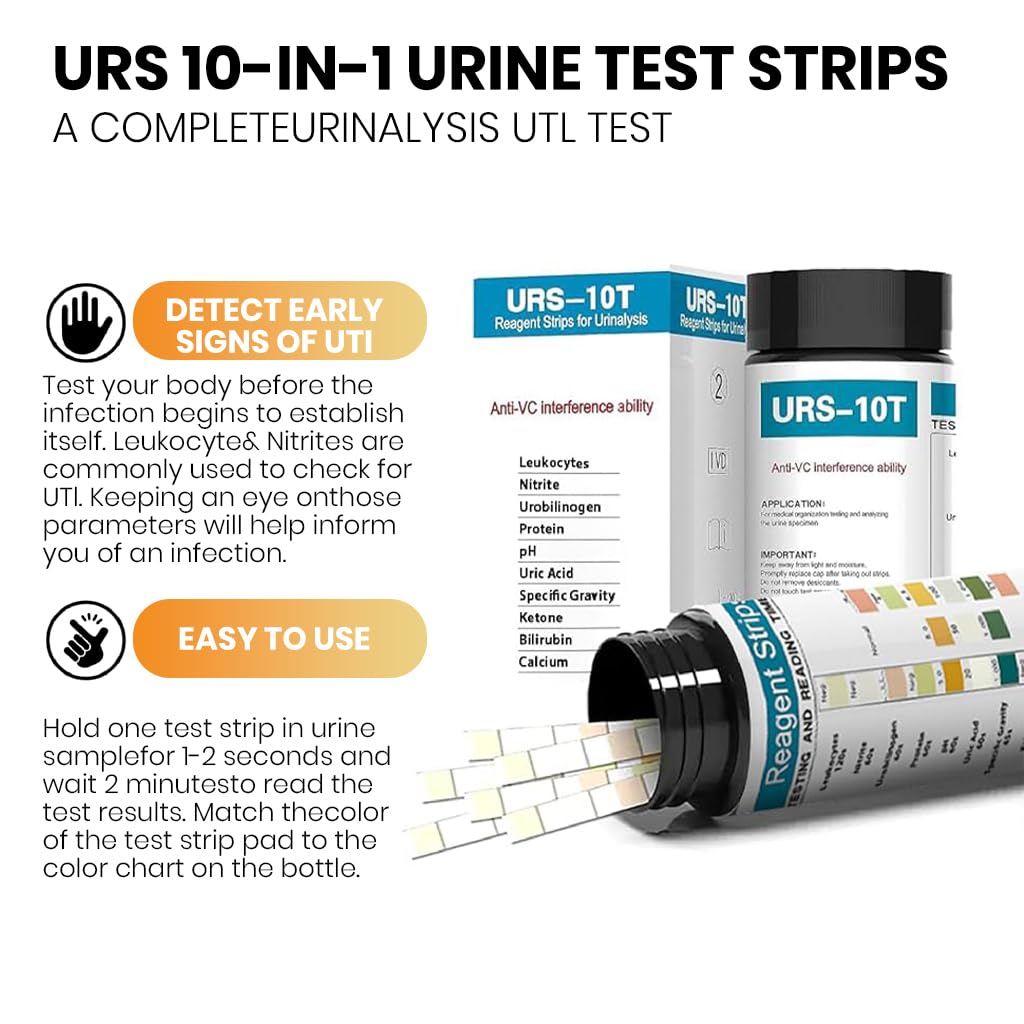 HANNEA® 100-Count Urinalysis Strips, Quick UTIs Urine Test Dipsticks, 10-Parameter Urine Test Strips, Self Monitoring Uti Test Strips for Possible UTIs, Diabetes, Electrolyte Imbalance, Etc 3