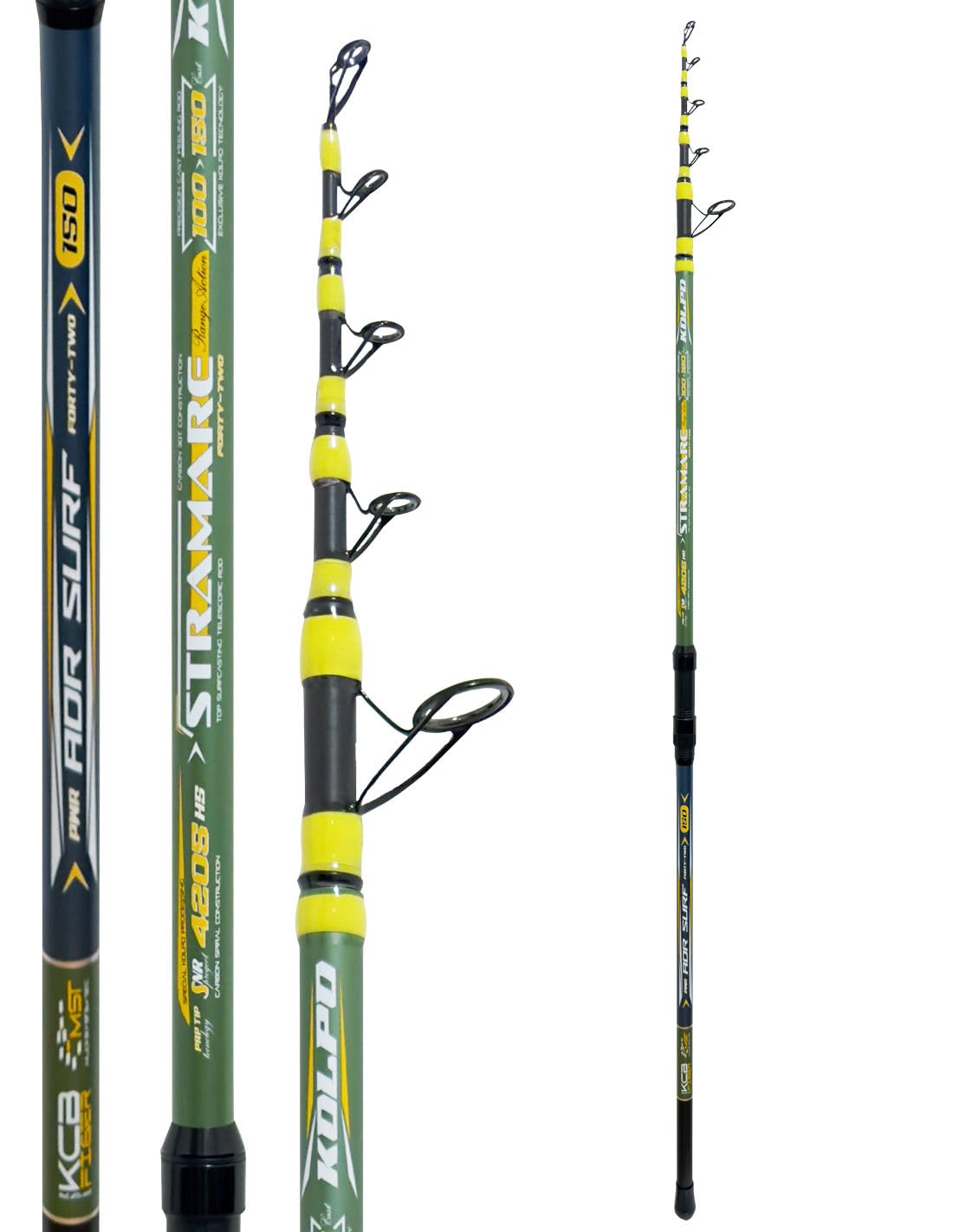 Kolpo Stramare Canna da Surfcasting Telescopica 4,20 m in Carbonio Alto Modulo 100-150 g