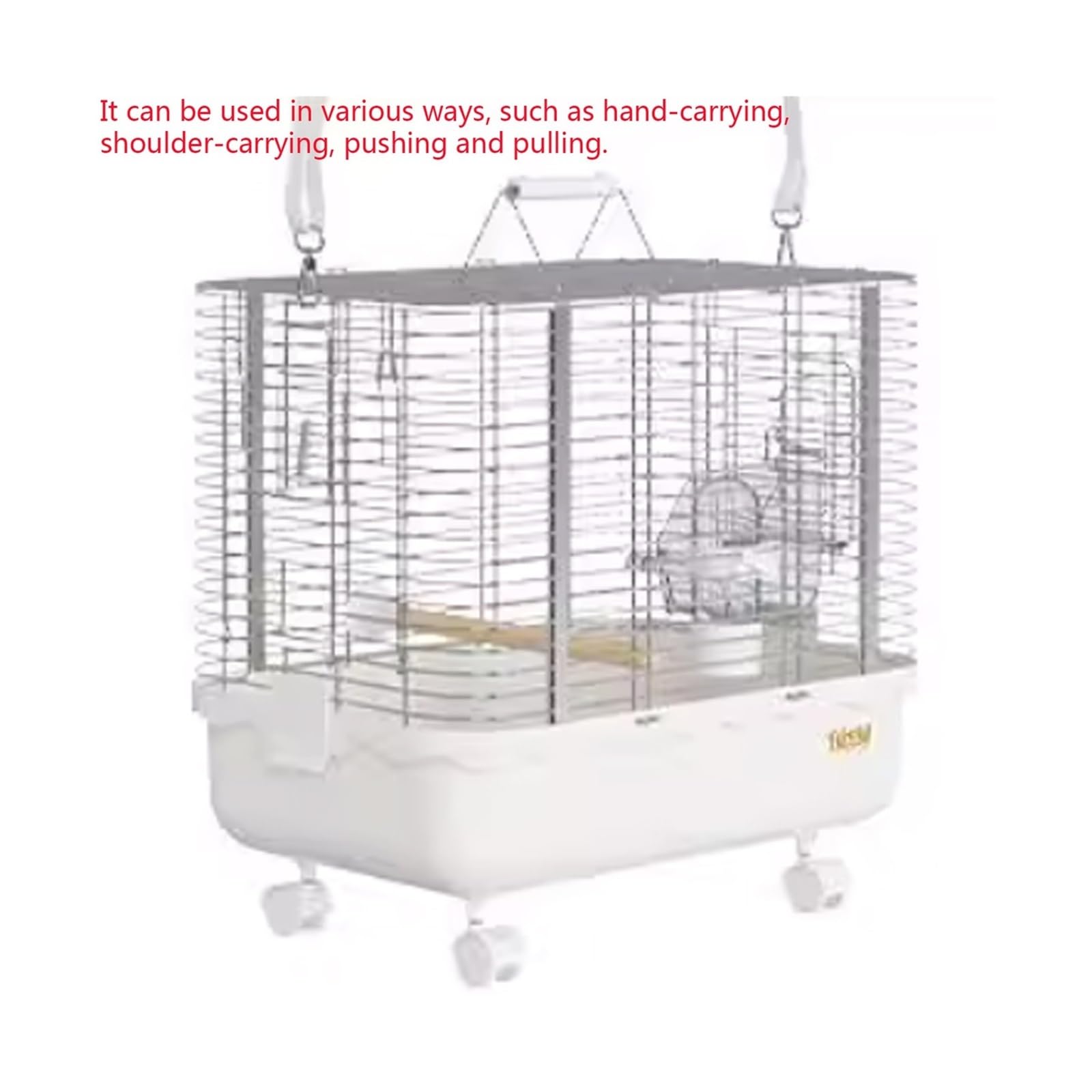 Jaula para pájaros, Jaula para Loros de Acero Inoxidable, Jaula portátil Horizontal de Gran tamaño para Transporte de Aves (Blanca).