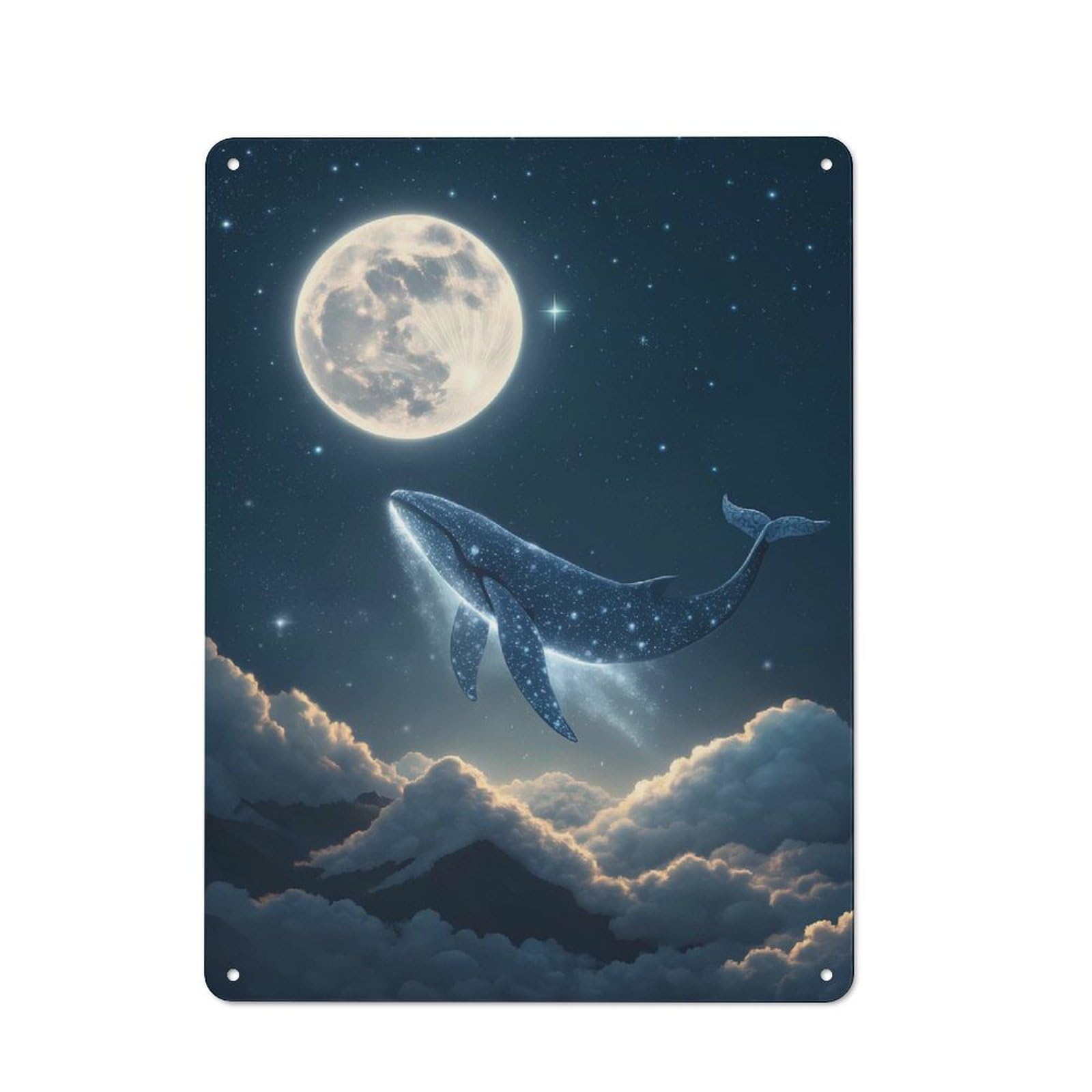 Junmoney Celestial Whale In Starry Night Sky Retro Printed Metal Sign 40X30cm For Living Room Wall, Wall Decor For People Reorganising Living Room