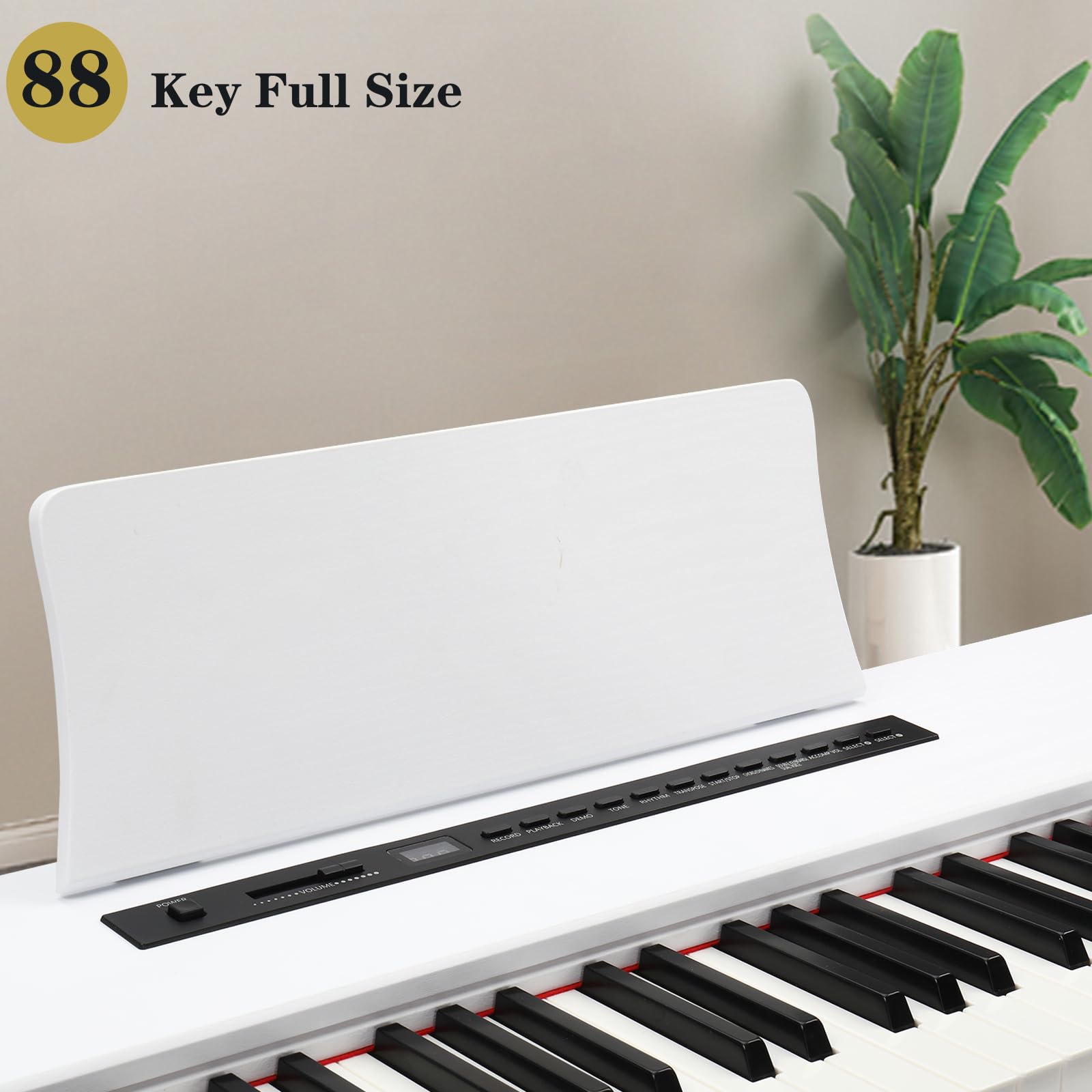 LEADZM Piano Numérique 88 Touches, Clavier Entièrement Lesté, Piano Électrique avec MIDI-USB, Bluetooth et Haut-Parleurs Stéréo, 128 Sonorités et Rythmes, Système à 3 Pédales (Blanc)