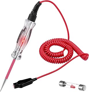 WINAMOO Premium LED Automotive Circuit Tester 6-24V Test Light, 135" PU Spring Wire & Sharp Steel Probe for Vehicle Circuits