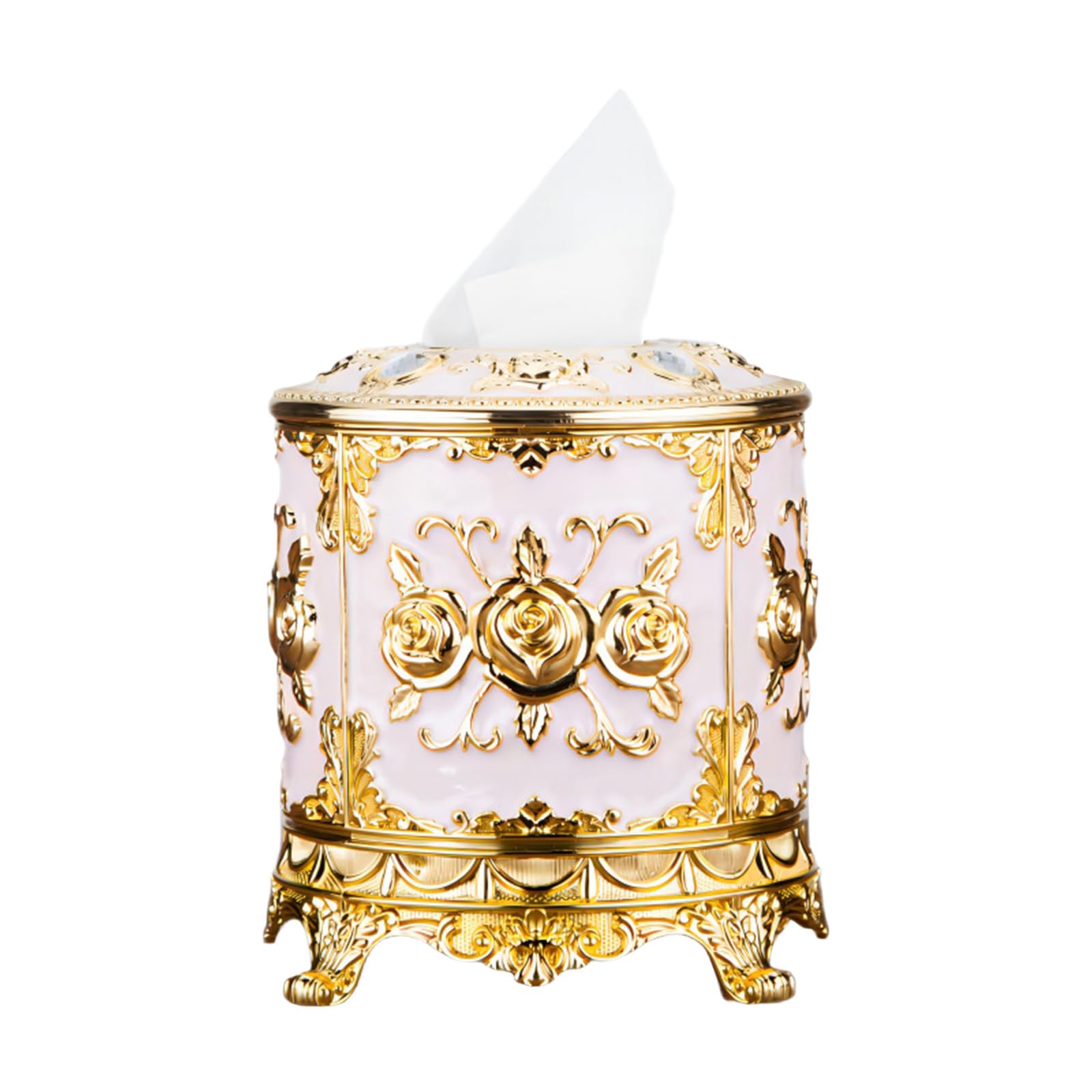 Zxfdsfdbnm Decorative Enameled Round Tissue Paper Holder Sturdy PP Construction for Daily Use Elegant Dining Table Planner