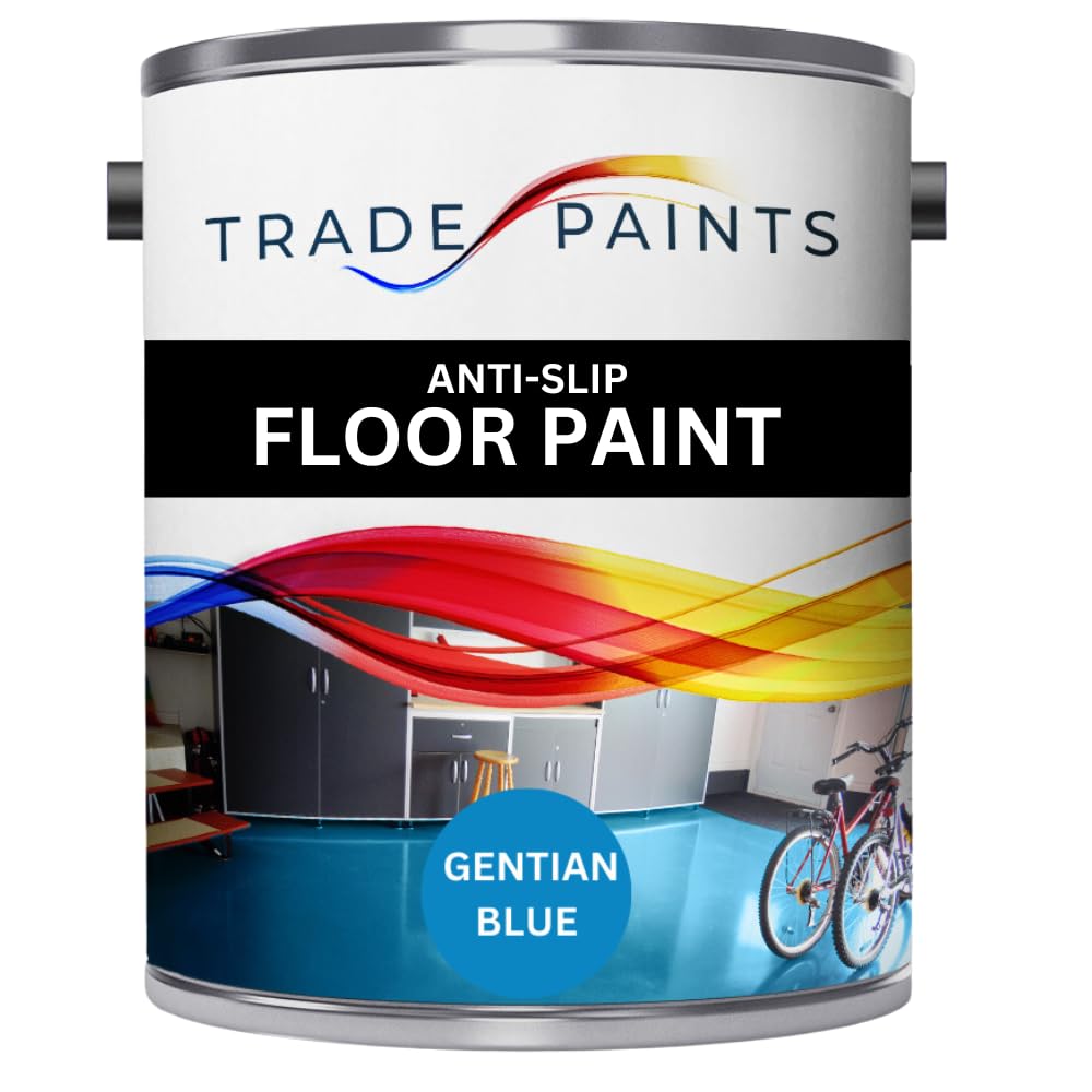 Trade Paints Anti-Slip Floor Paint - Ideal For Concrete, Stone, Brick, Wood & Metal - Provides A Safer Slip-Resistant Coating For Both Residential & Commercial Use (Gentian Blue BS18E53) - 5 Litre