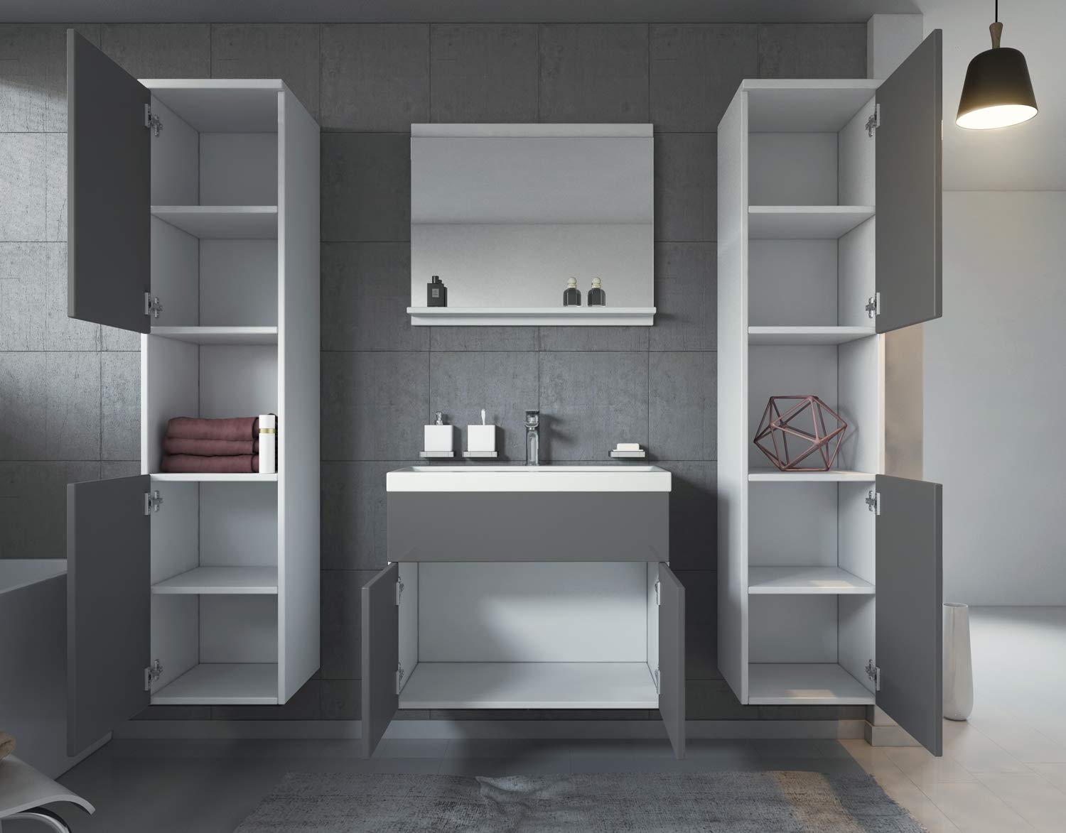 Buy Badplaats B.V. Bathroom furniture set Montreal XL 60cm basin grey