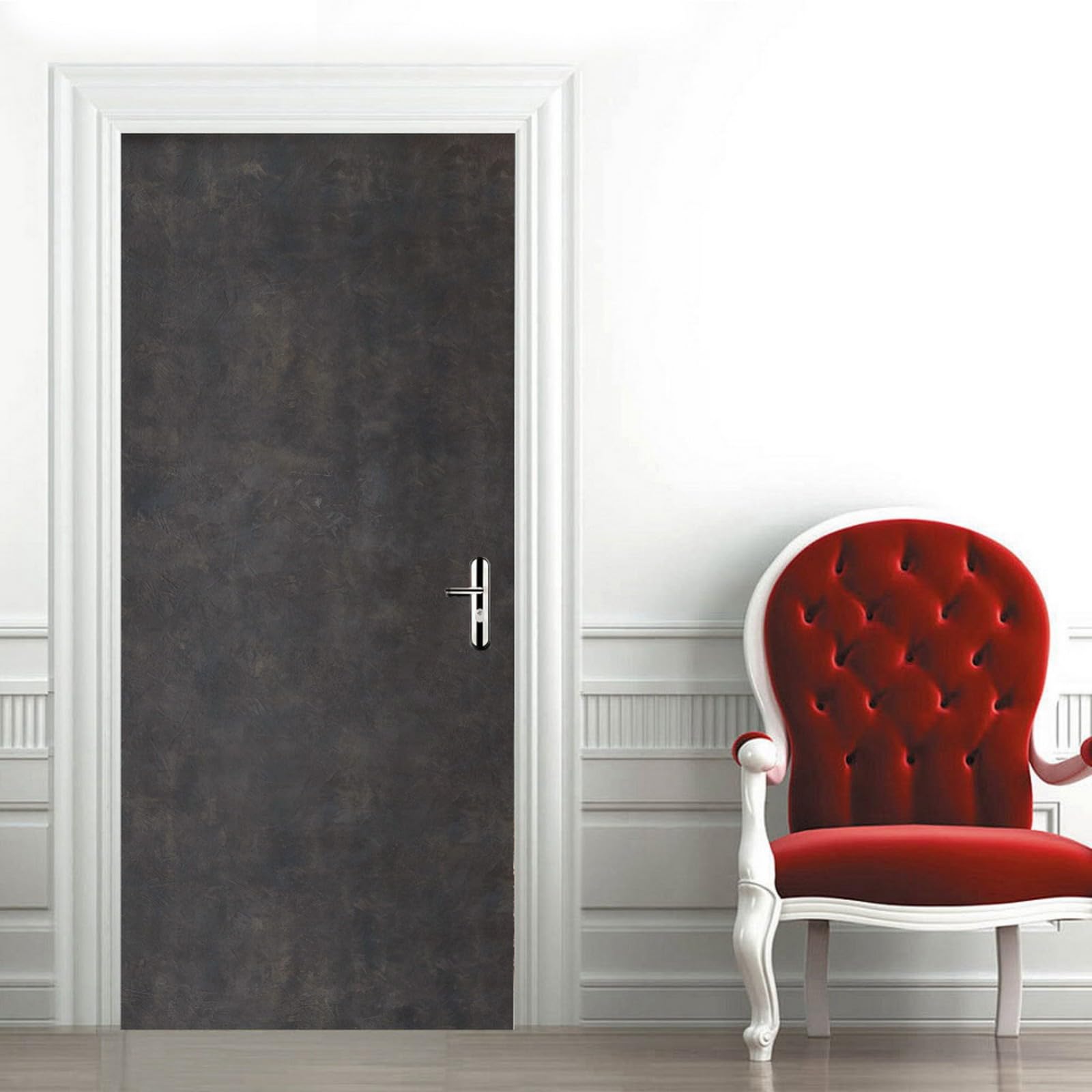 Autocollant Porte 3D Effet Métal Rouillé – Sticker Mural 77×200 Cm Décoration Industrielle Amovible