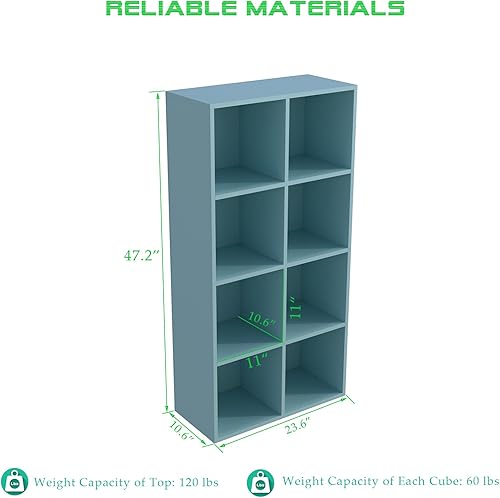 Miniatura 3 de Estantería de almacenamiento de 8 cubos, estantería abierta de madera de 4 niveles, soporte de TV moderno de hasta 55 pulgadas para el hogar y la