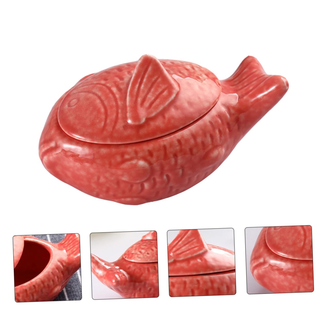MAGICLULU Keramik Spülmaschinenfest und Leicht zu Reinigen Saucenschale in Fischförmigem Design mit Deckel Japanischer Stil für Restaurant und Zuhause