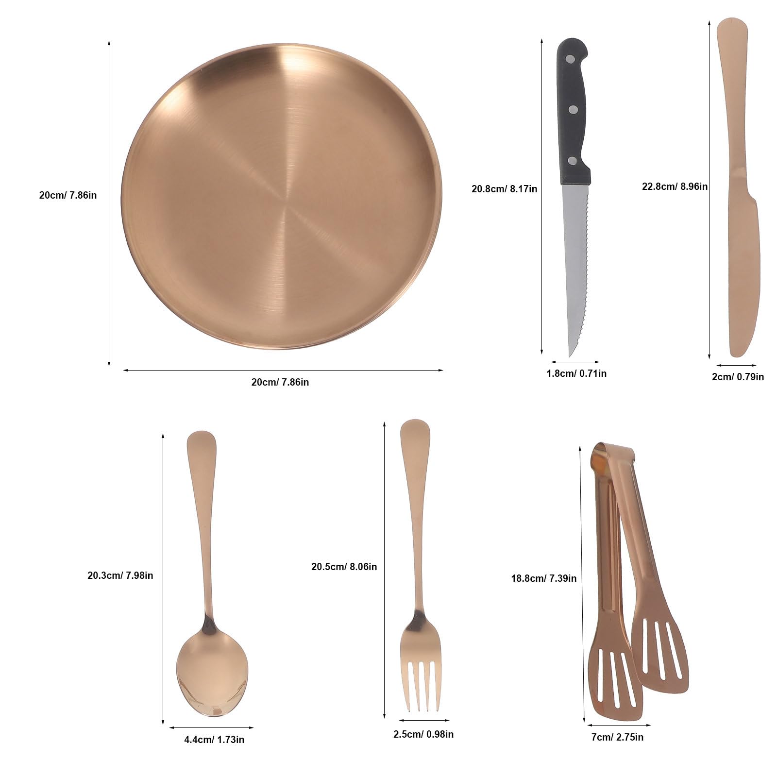 Abaodam Set Posate da Campeggio in Acciaio Inox con Design Ergonomico e Facile da Pulire, Completo di Borsa Portaoggetti per Escursioni e Picnic All'aperto