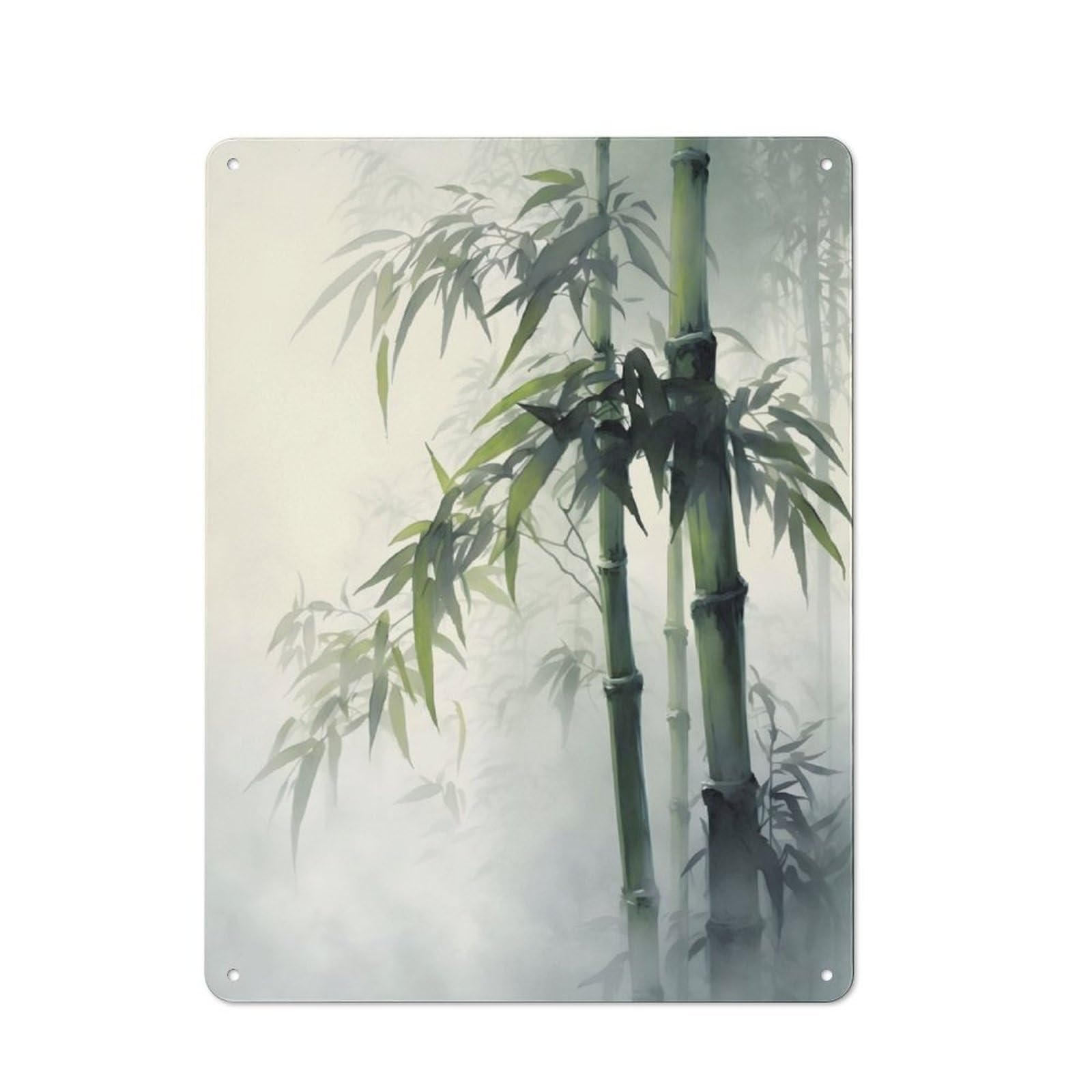 Junmoney Green Zen Bamboo Paradise Decorative Tin Sign 40X30cm, Country Country Wall Plaque For Dining Room, Cafe, Entryway Or Family Room