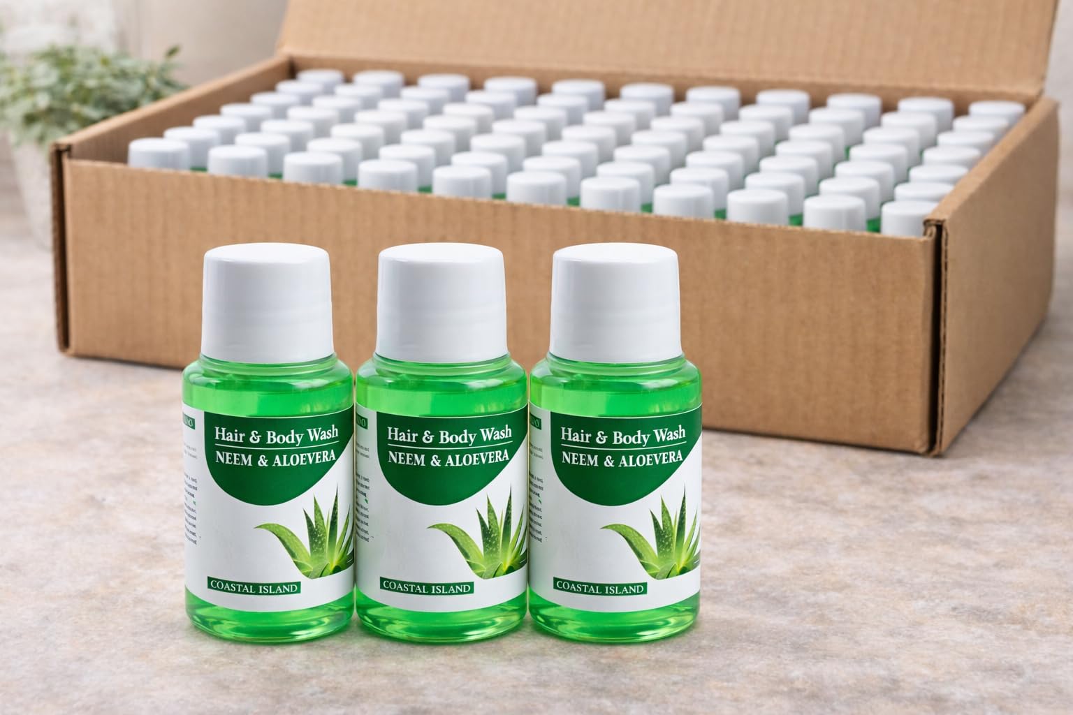 Sevenhills Toiletries COASTAL ISLAND 150 Pieces Hotel Accessories Guest House Kit Hair & Body Wash 20 ML (2in1) Bottle Packaging - Pack of 150 PCS (Neem & Aloevera)-image-22