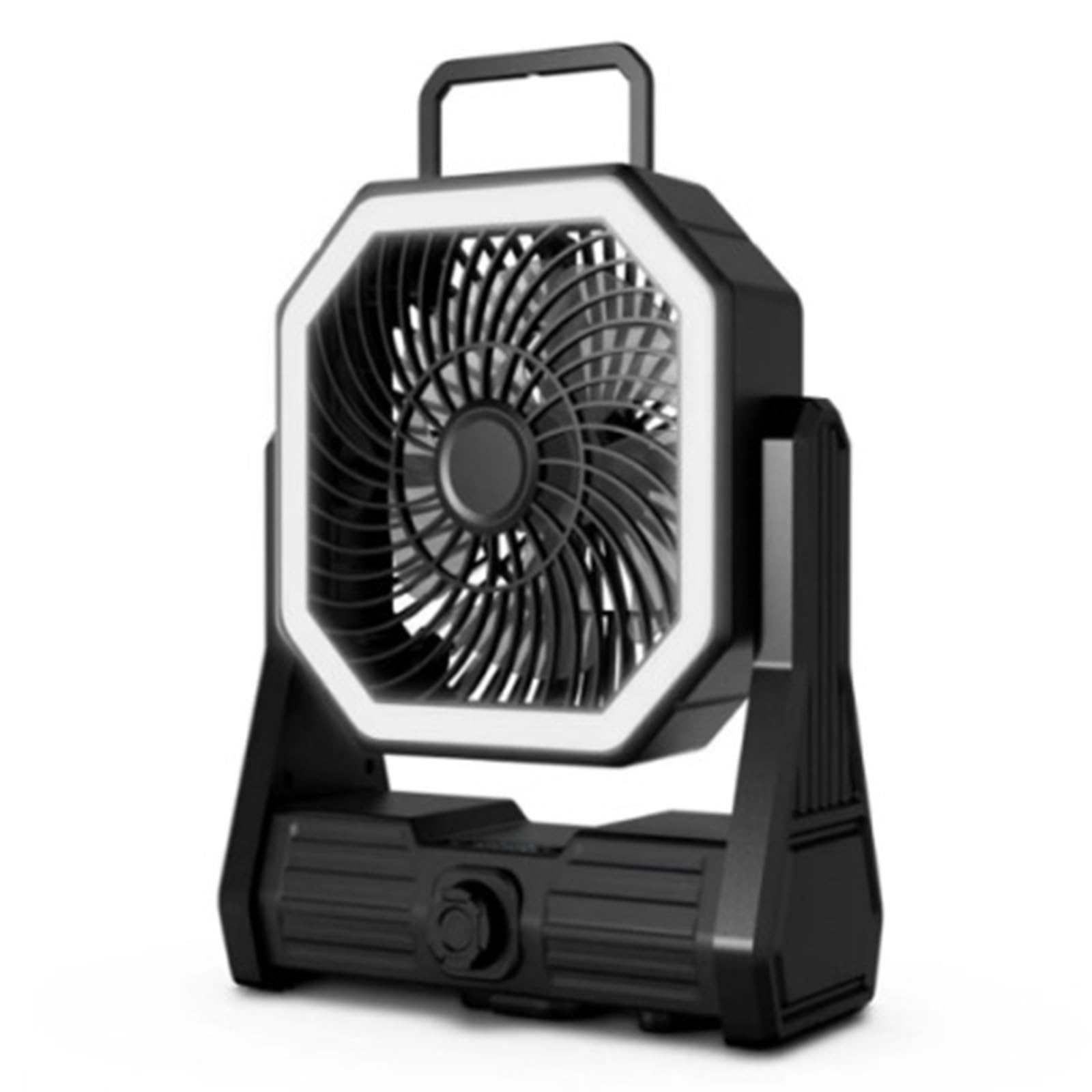 Ventilateur de bureau portable rechargeable 20 000 mAh avec lumière LED silencieuse à suspendre pour voyage, bureau, camping