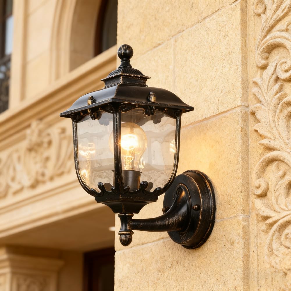 ZFPKXHVMG Outdoor Wall Lamp, Outdoor Wall Lamp Aluminum Glass Waterproof Decorative E27 Lighting Fixture for Courtyard Porch(Bd-45)
