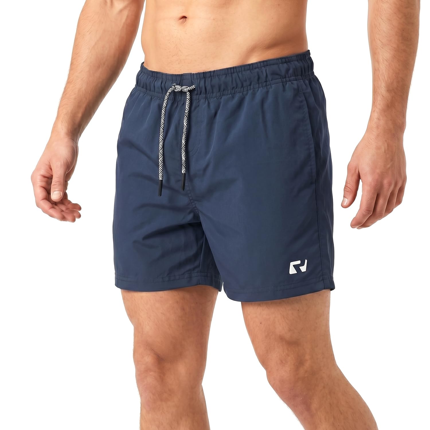 RIPT Men’s Quick Dry Swim Shorts with Mesh Lining Drawstring Waist UV50 Sun Protection Beach & Swimming Trunks (Navy, L)