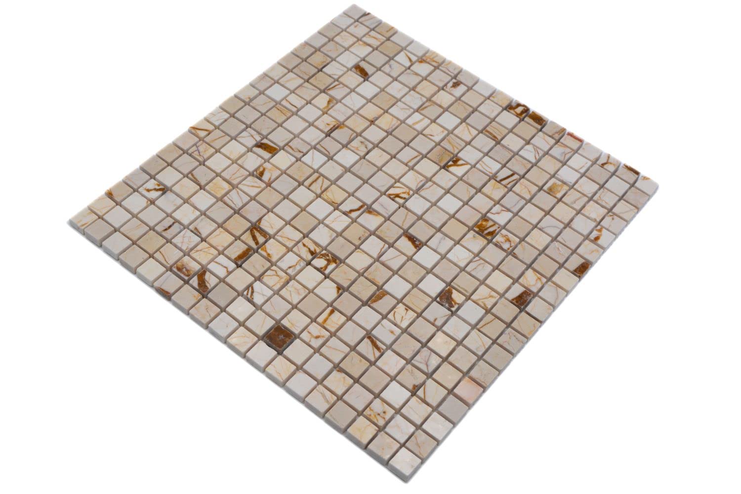 Mosaico in marmo naturale color crema lucidato, da parete, per cucina, bagno, doccia, mosaico, pavimento a mosaico