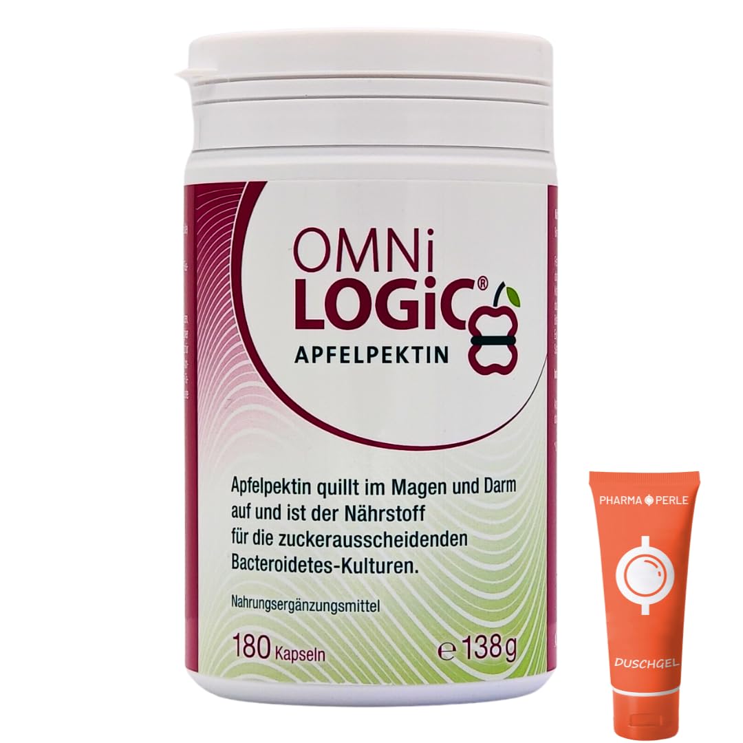 OMNi-LOGiC Apfelpektin 1x 180 Kapseln I Quillt im Magen und Darm auf I wertvolle Ballaststoffe für Darmbakterien I für eine gesunde Darmflora und Verdauung I Spar-Set plus Pharma Perle give-away