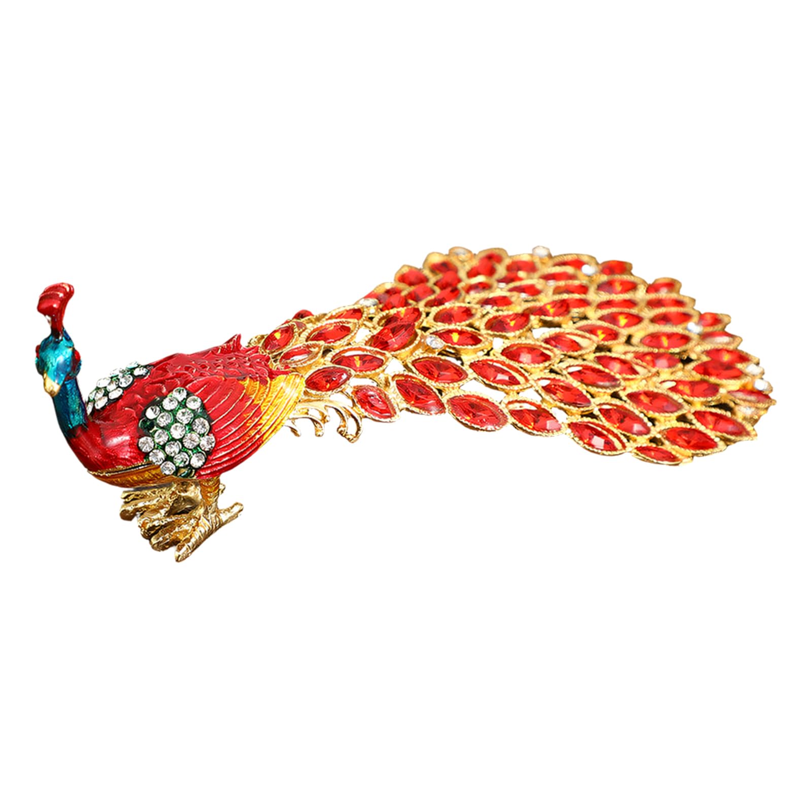 SXRQ Creative Peacocks Enameled Metal Jewelry Storage Box for Fashionable Jewelry Display Rhinestones Detail Organiser Rustproof Box