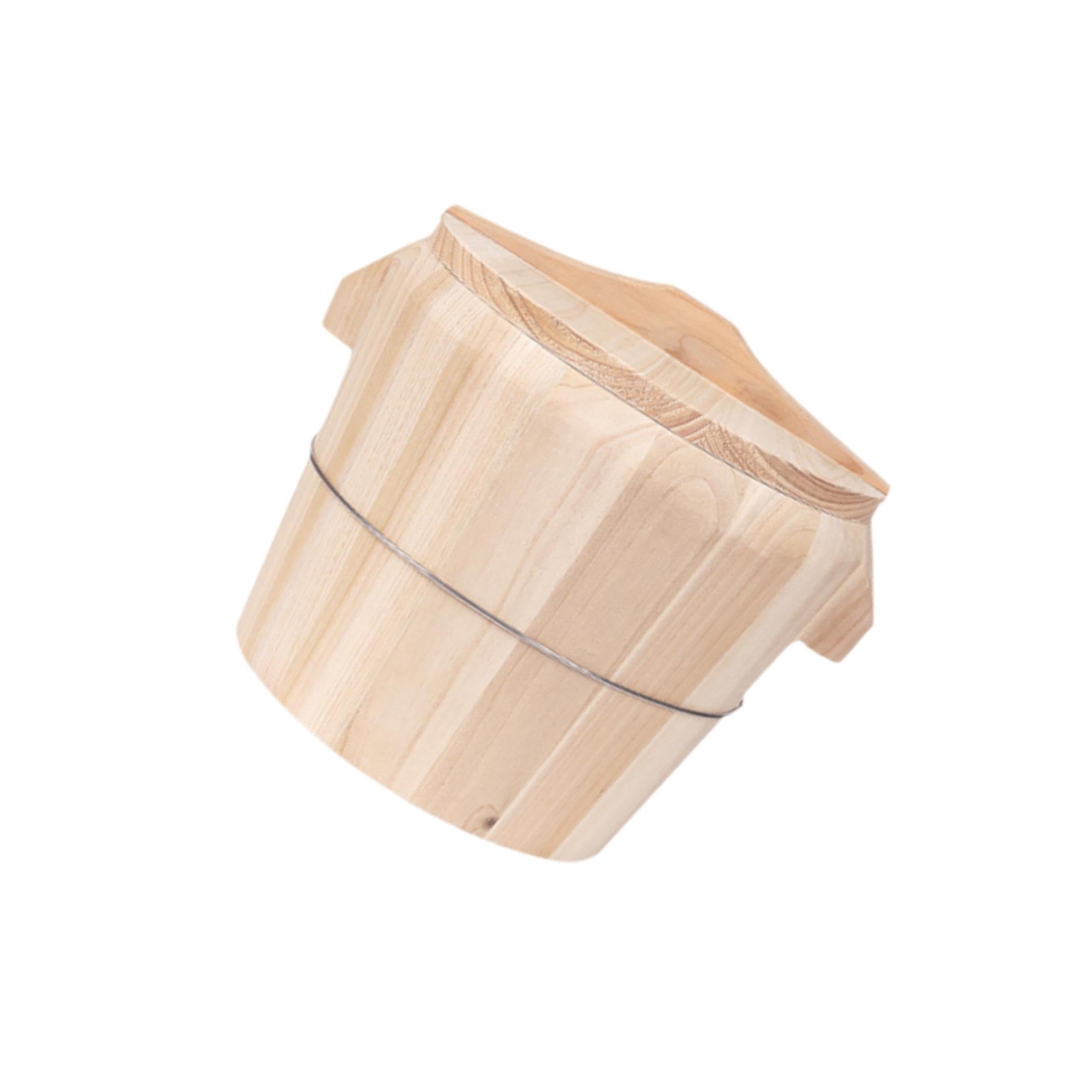 Reis-Eimer aus Holz – 27 cm großes Servierfass mit Deckel für gedämpften Reis, Tofu, Pudding und Sushi – unverzichtbares Küchenwerkzeug für perfektes Kochen