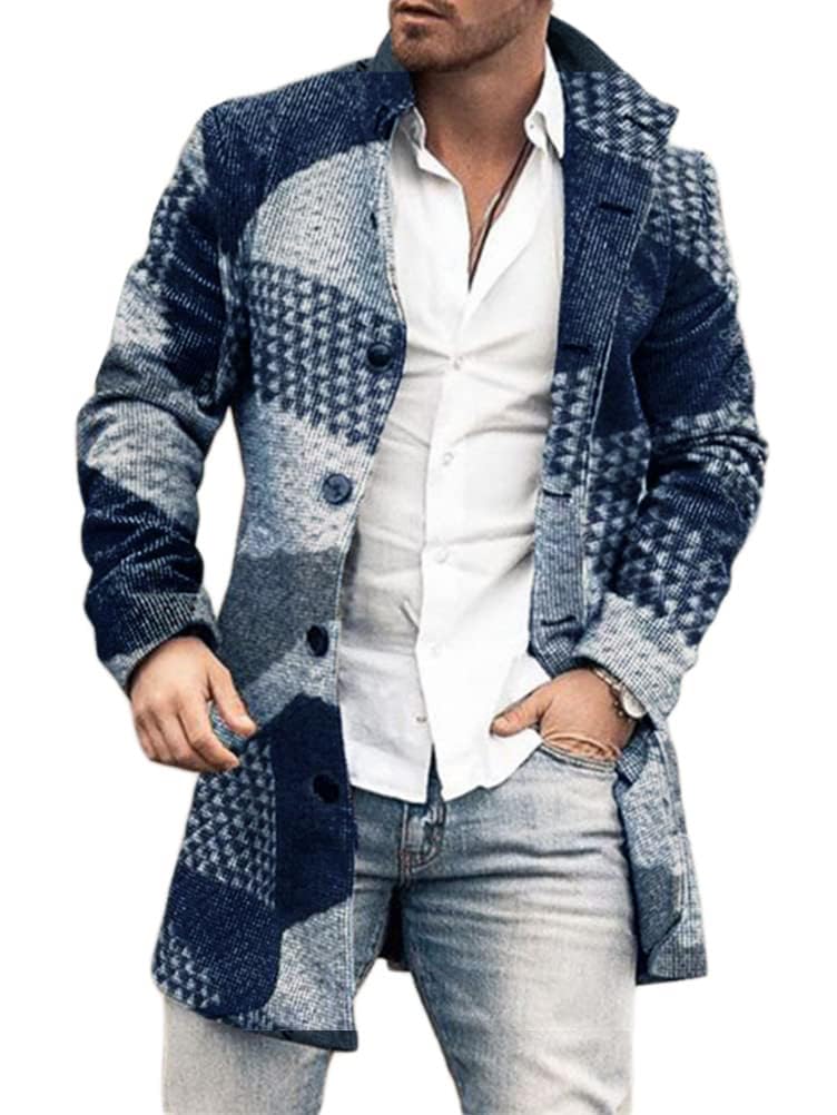 Yesgirl Cappotto da uomo in calda lana, giacca lunga, trench casual, soprabito, parka, giaccone, capospalla alla moda, giacca a vento, L