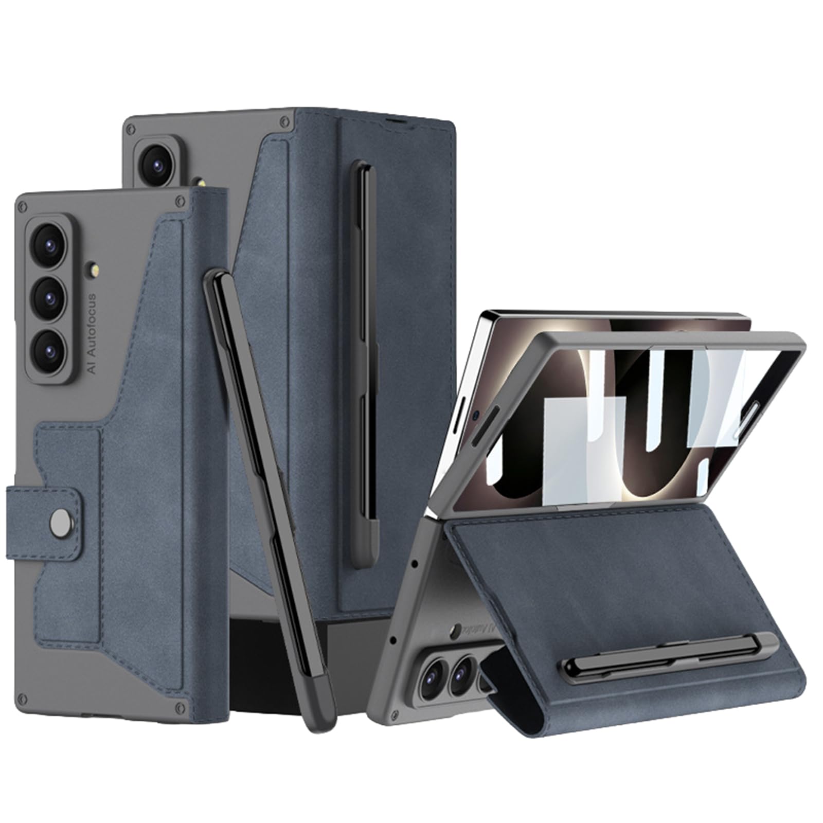 Custodia a Portafoglio for Samsung Galaxy Z Fold 8 Ultra, Pelle Smerigliata con Slot for Penna Slim Flip Cover Protettiva for tutto il Corpo(Gray)