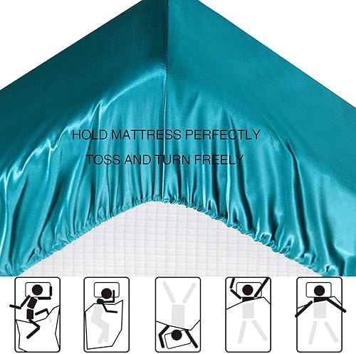 Miniatura 46 de Sábanas de satén tamaño King, sábanas de seda gris, juego de ropa de cama suave de 4 piezas con 1 sábana bajera de bolsillo profundo, 1 sábana Gris