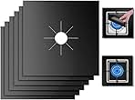 10 Pack Stove Burner Covers Double Thickness Reusable Non-Stick Heat-Resistant Gas Range Protectors for Kitchen and Easy to Clean(Black)FLSEPAMB