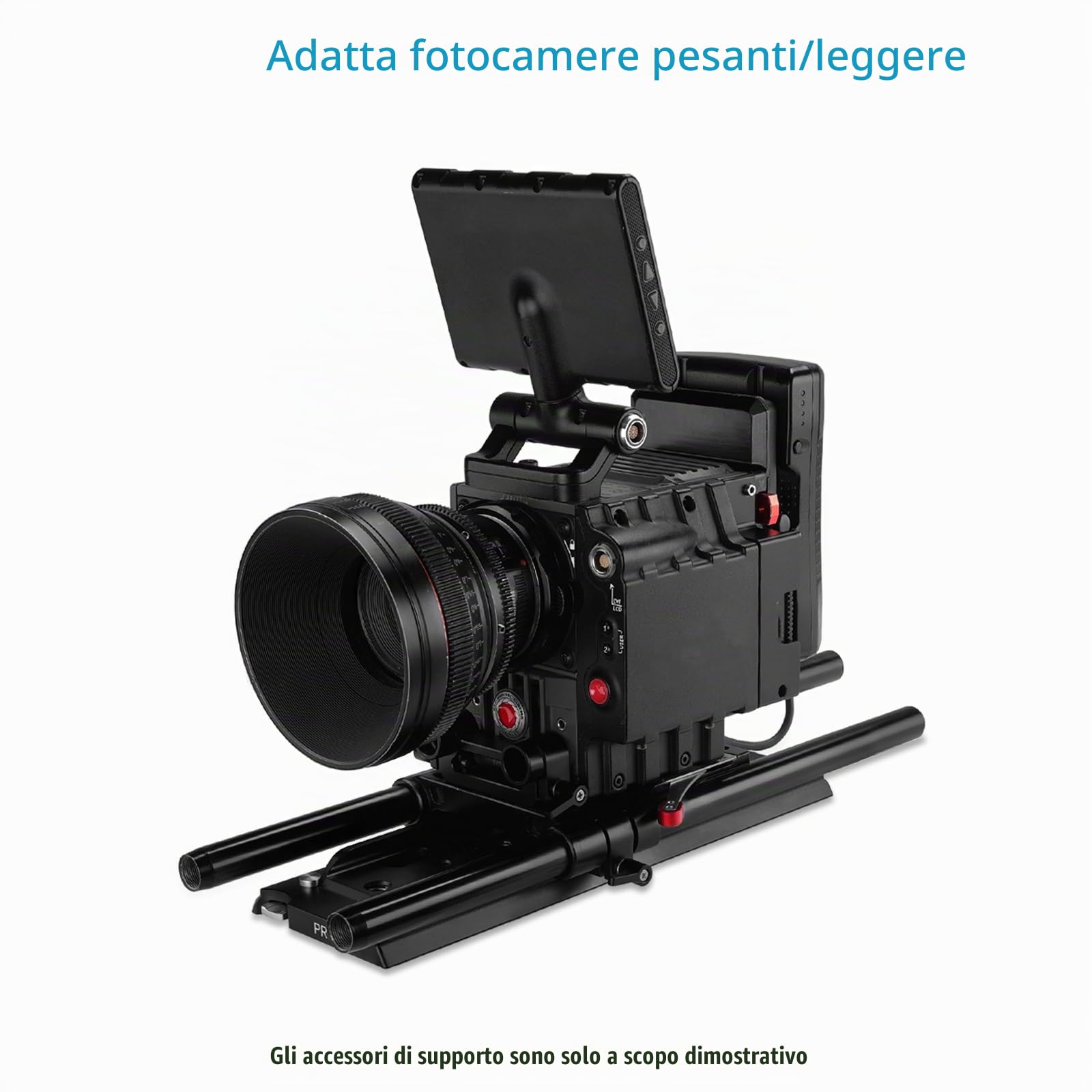 PROAIM piastra base 19-15mm, dovetail treppiede, blocco rapido | Alluminio CNC, attacchi 1/4-20 e 3/8-16, supporto 15/19mm DSLR-cine