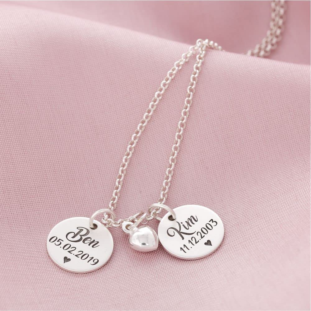 Namenskette 925 Silber Silberkette mit Namen Zwillinge Echtschmuck Kette mit Gravur Geburt personalisiert Geschwister Familie Schmuck| HANDMADE IN GERMANY
