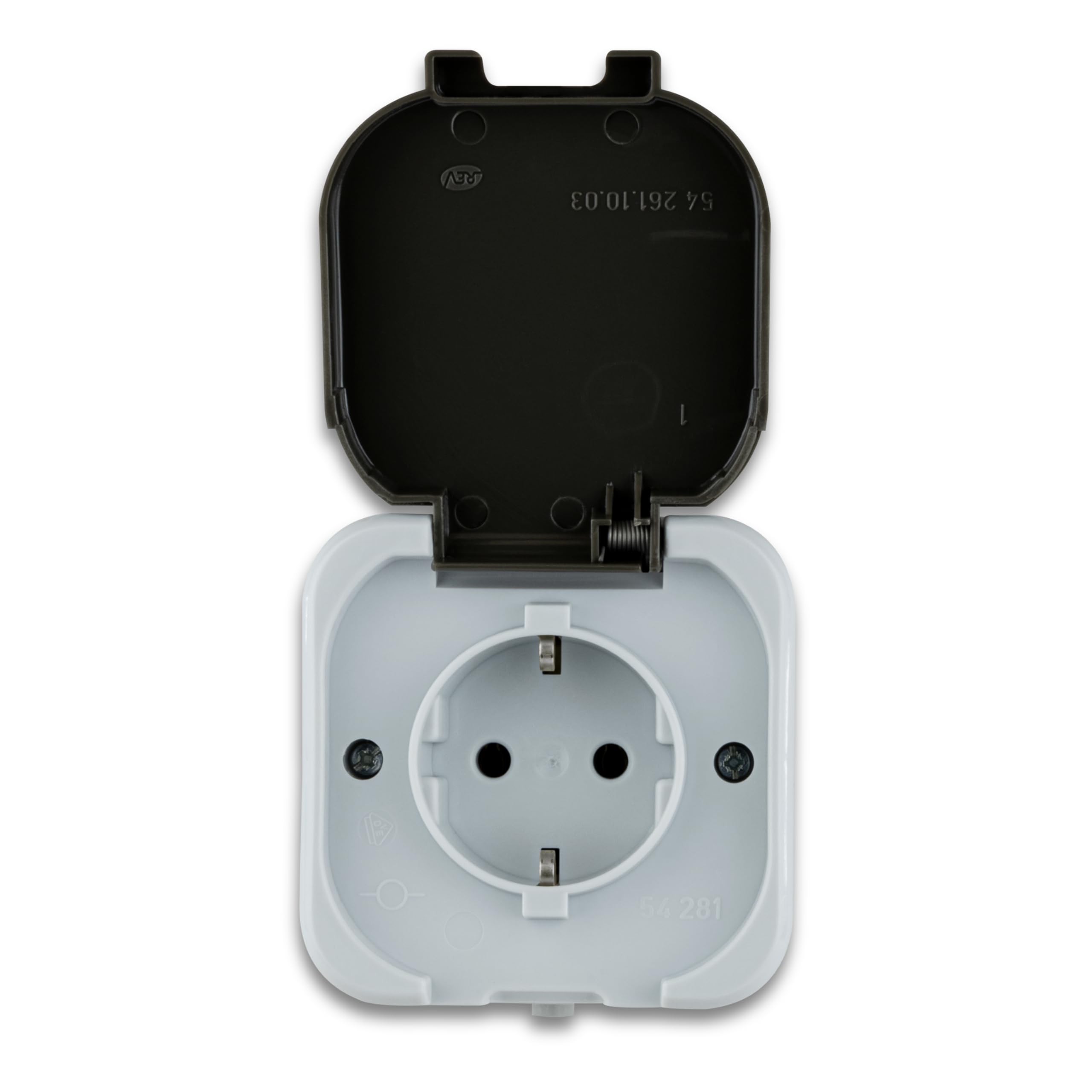 REV 0510215777 AquaTop Socket Wet Room, IP44, Two-Pole, Surface-Mounted, Steckdosen