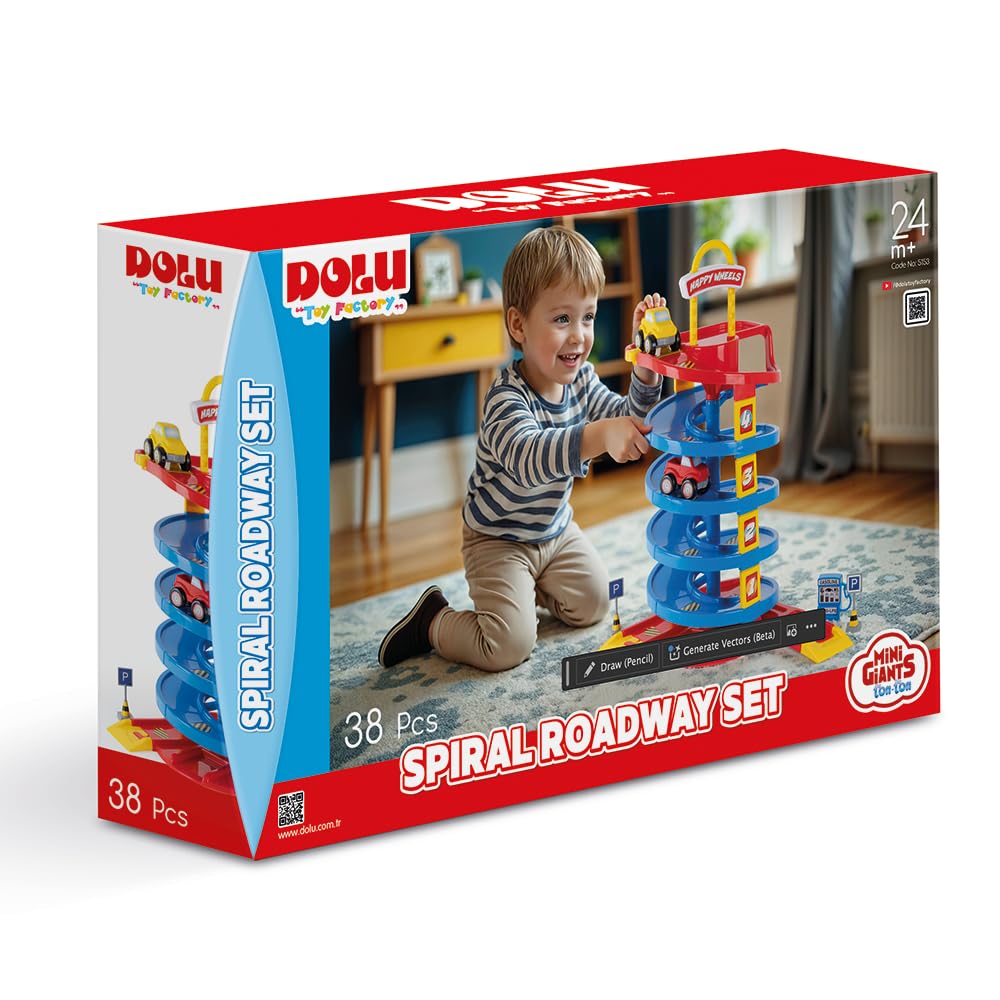 DOLU Children's Toy Garage Play Street Play Track 38 Pieces